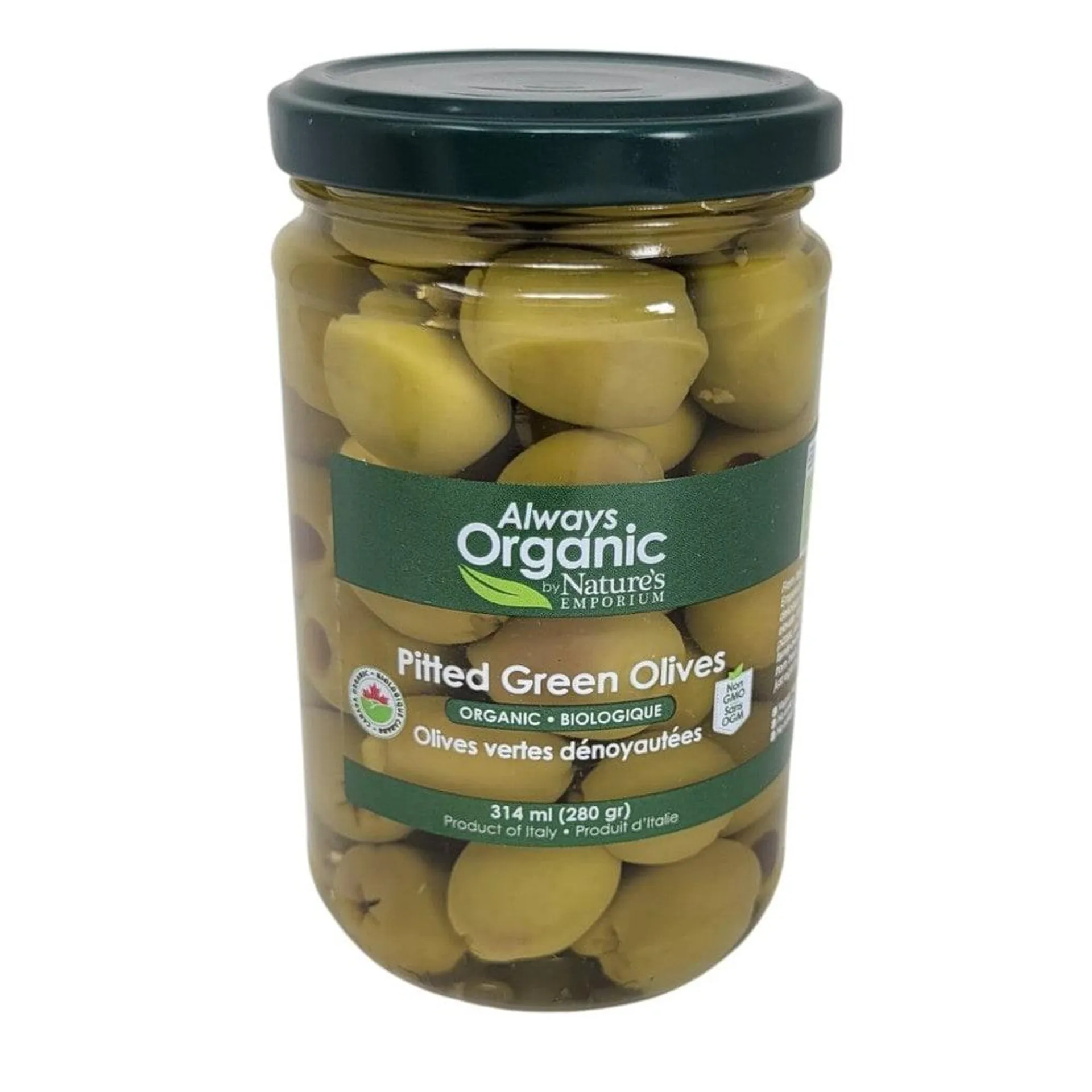 Always Organic Olives Green Pitted Org 314 ml