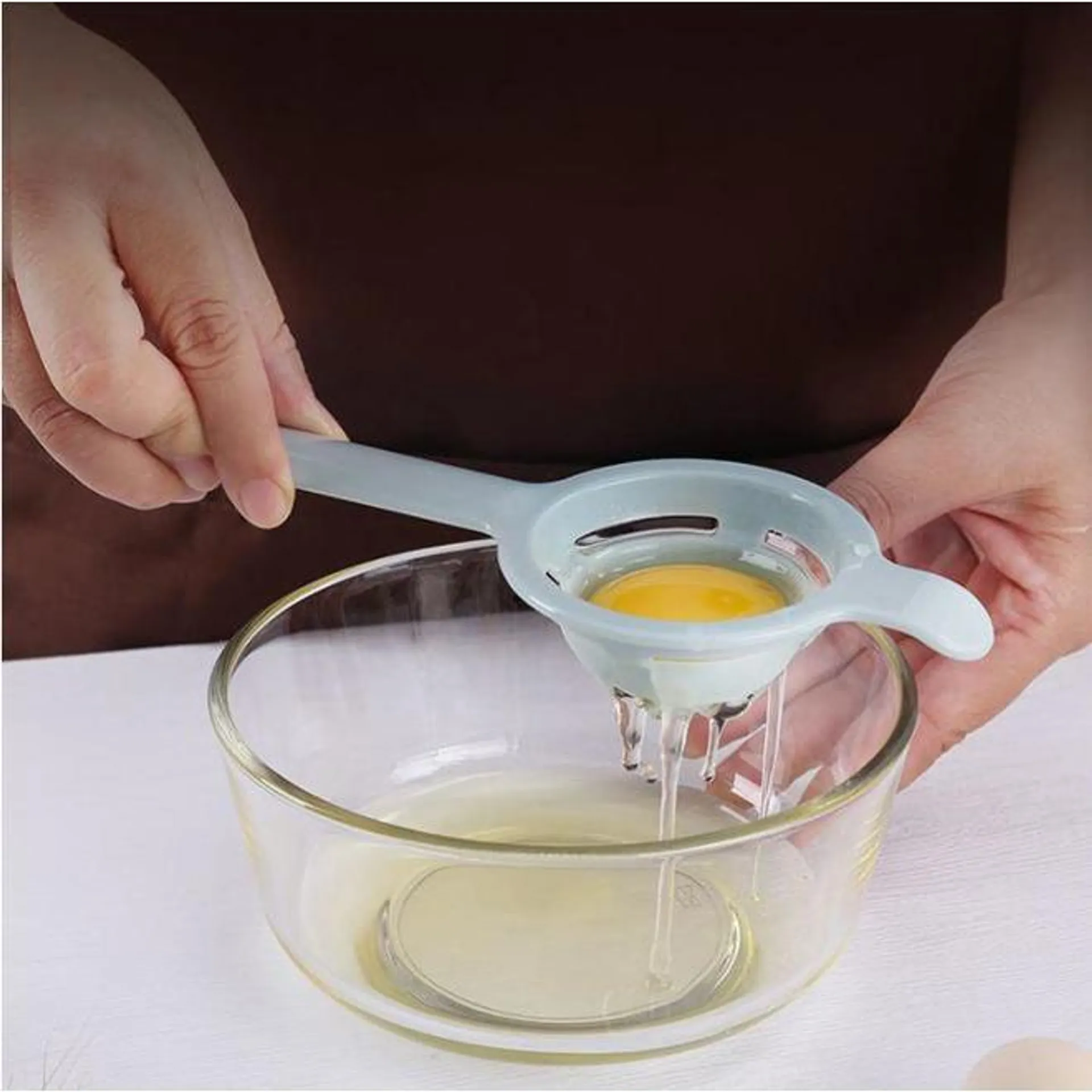 Egg Yolk White Separator Professional Divider Holder Sieve - Blue