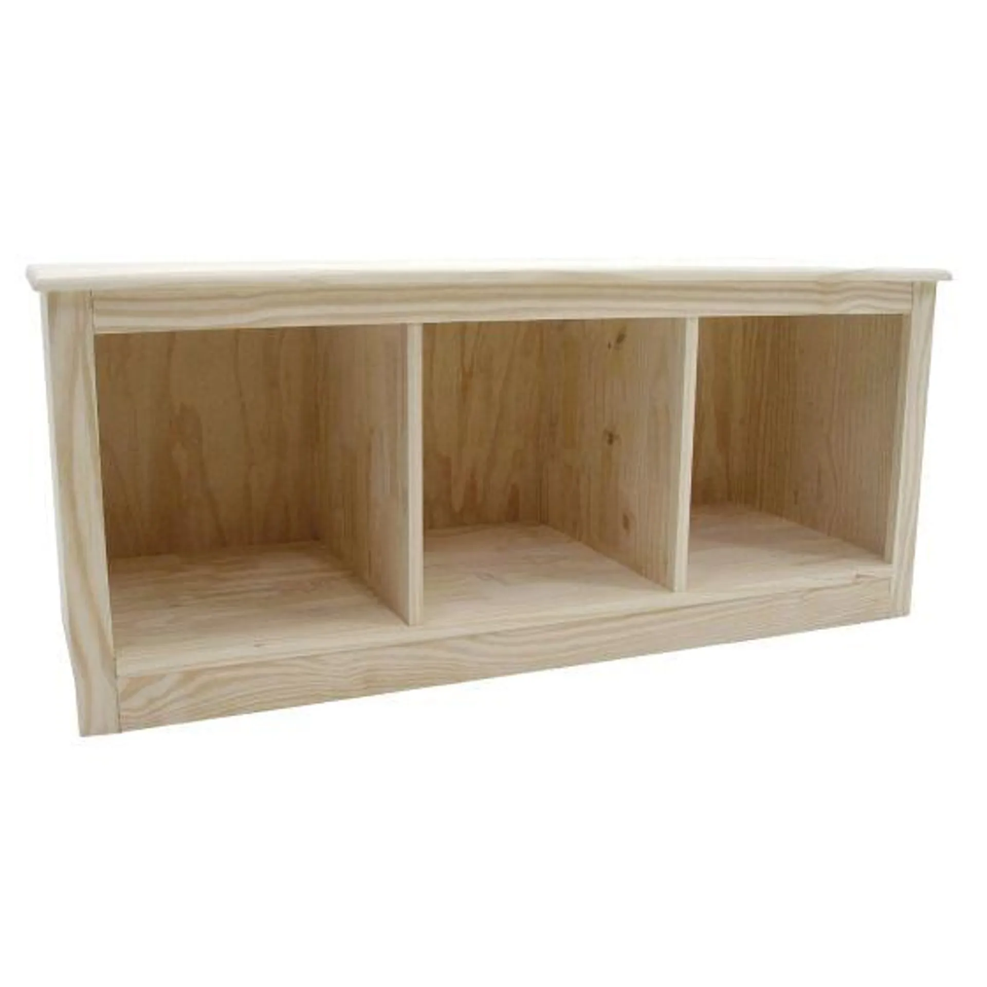 Banc de rangement en bois de pin naturel Cubbie II