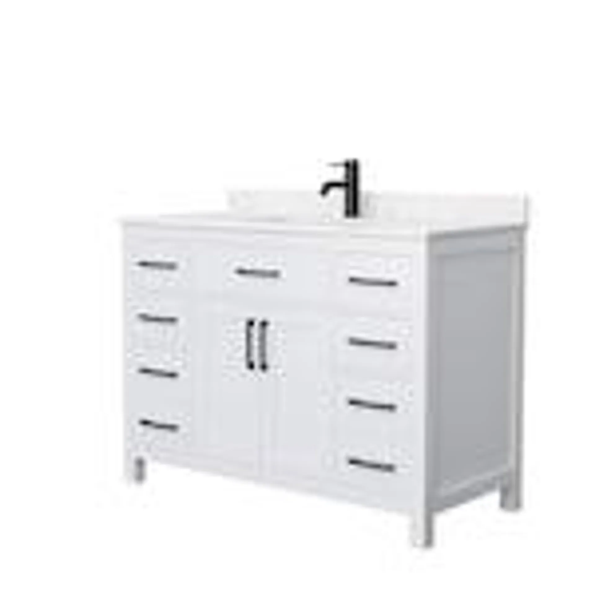 Beckett 48 in. White Single Vanity, Carrara Cultured Marble Top, Square Sink, Black Trim