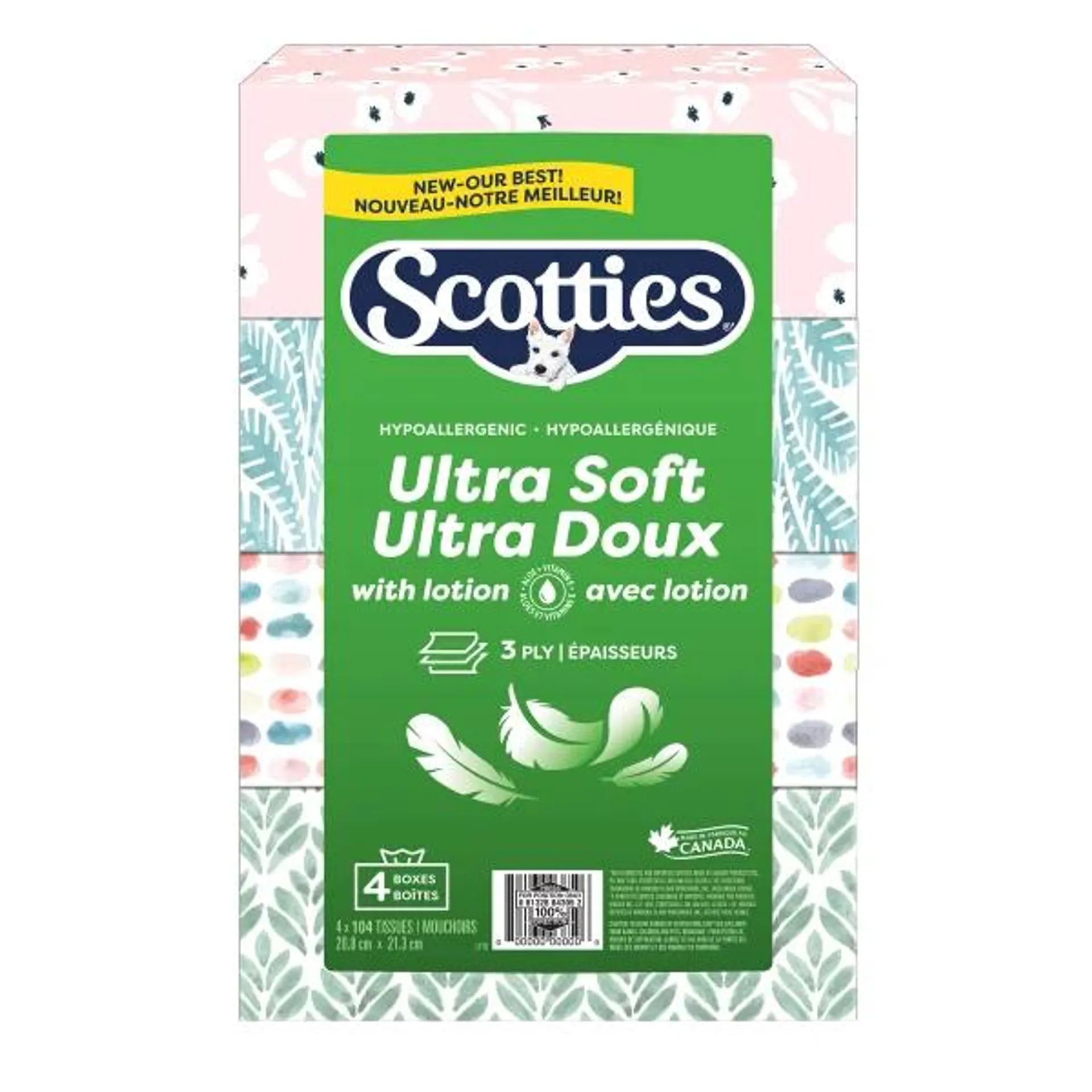 Scotties Ultra Soft With Lotion Facial Tissue 32 boxes x 104 Tissues, 3-ply