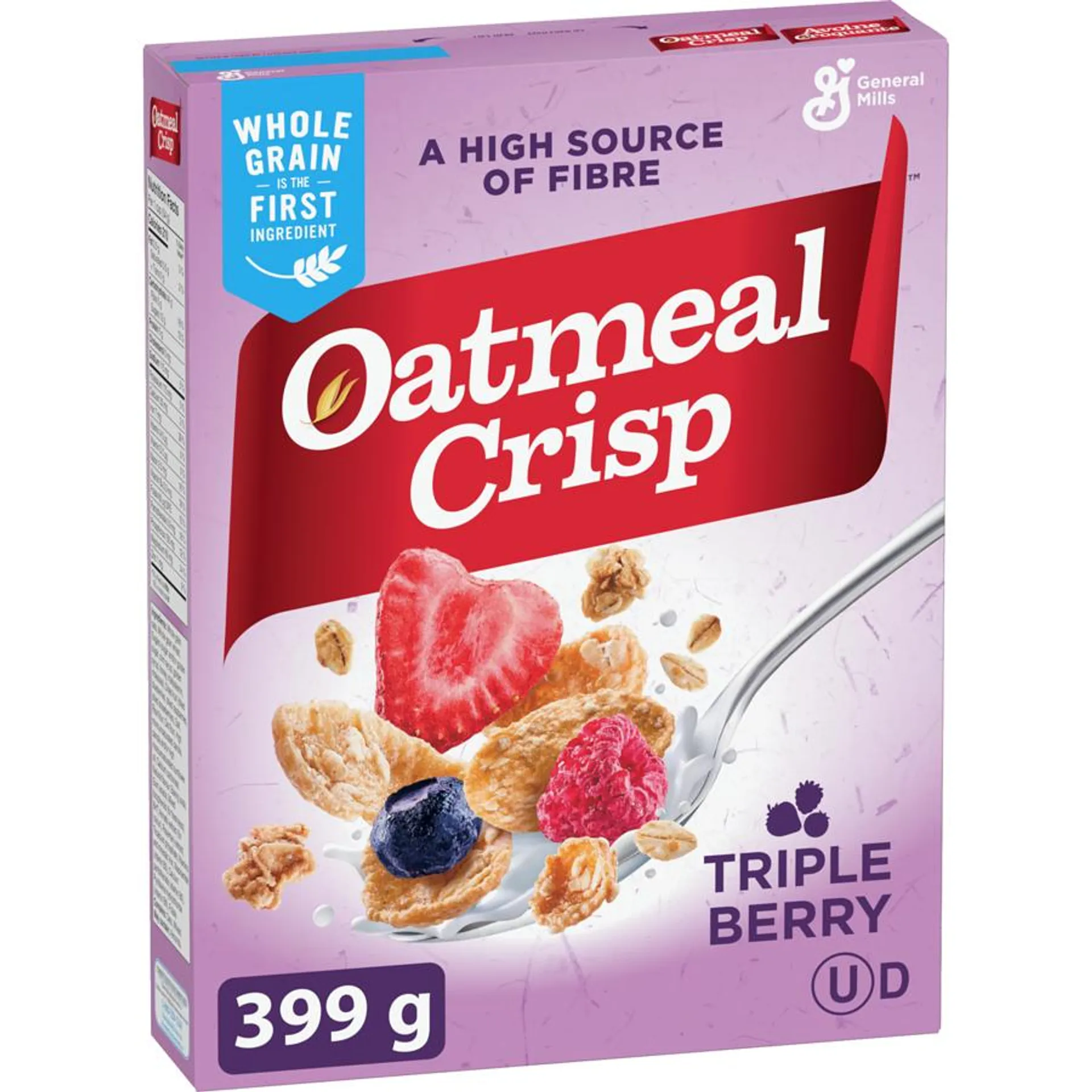 Oatmeal Crisp Breakfast Cereal, Triple Berry, High Fibre and Whole Grains