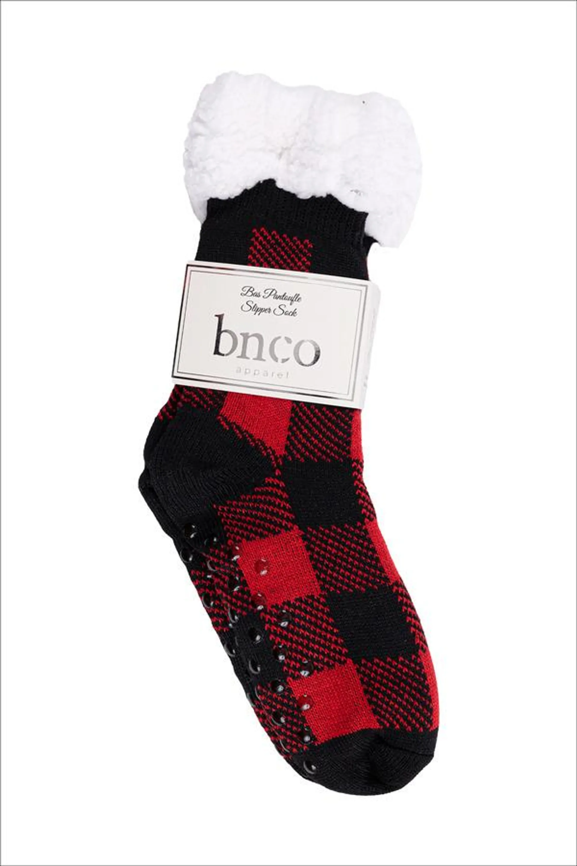 Cozy slipper socks with sherpa lining - Buffalo plaid