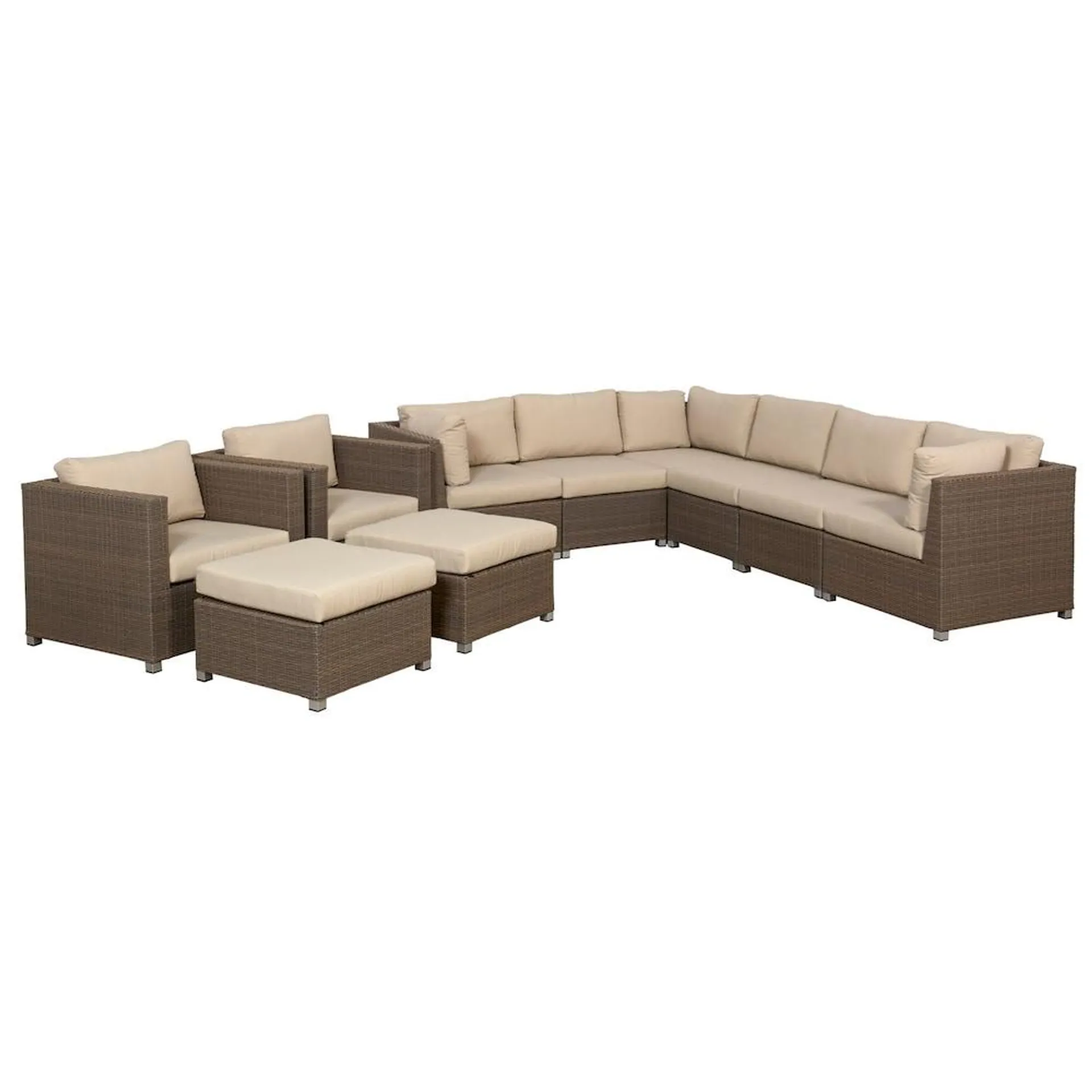 Chambers Bay Collection 10-Piece Patio Conversation Set with Tan Cushions