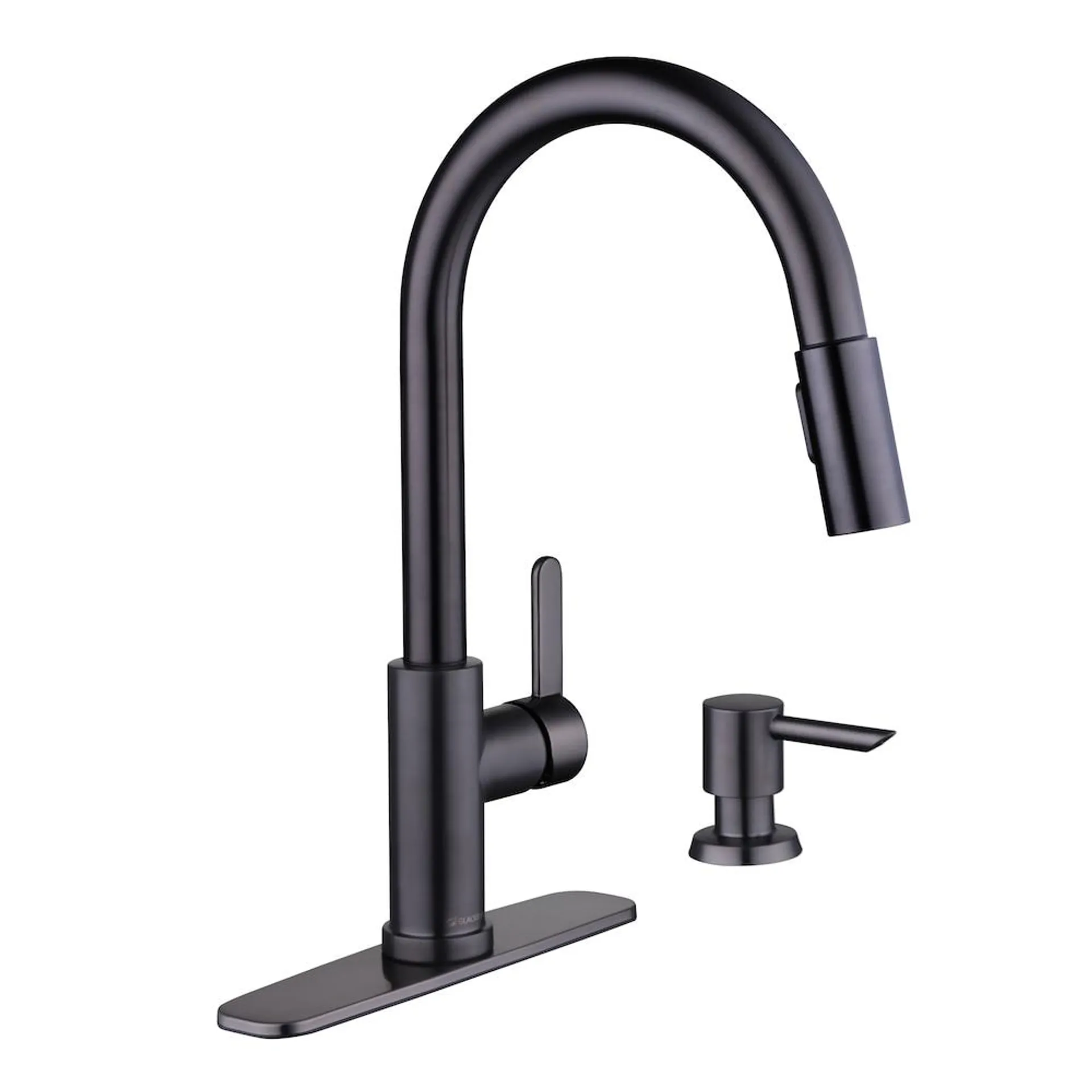 Paulina Single-Handle Pull-Down Sprayer Kitchen Faucet with Soap Dispenser in Black Stainless