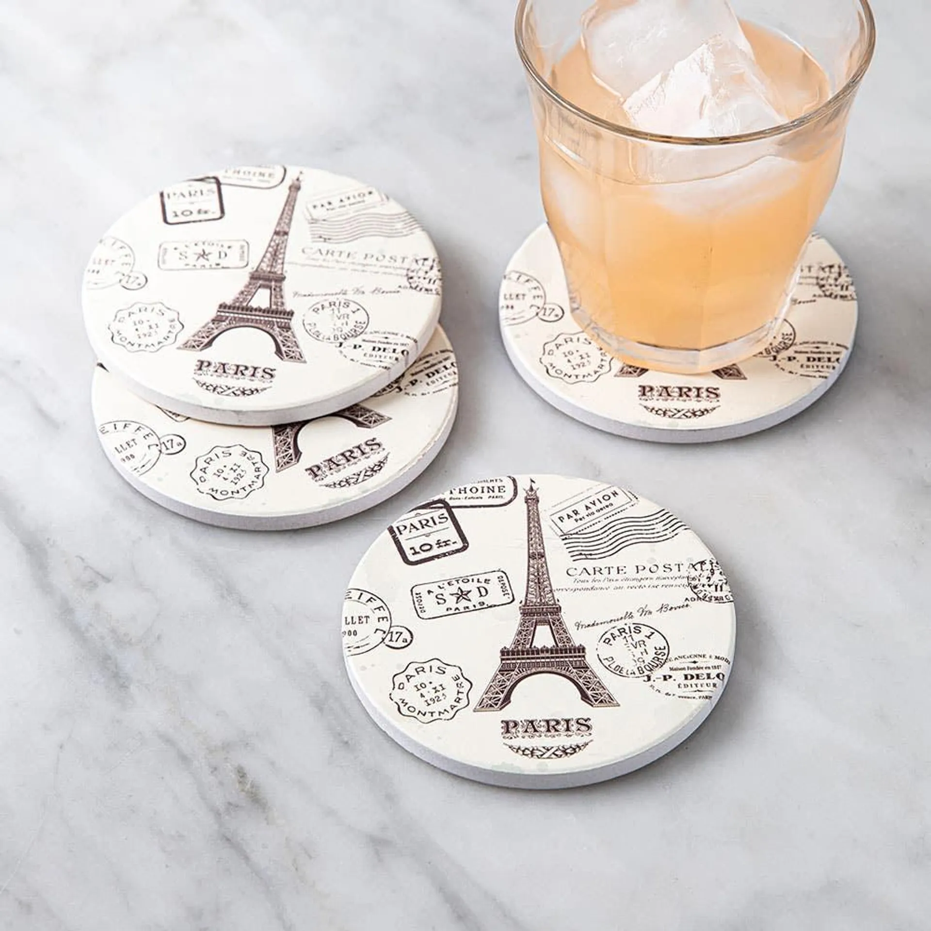 KSP Ceramica 'Paris' Printed Ceramic Coaster - Set of 4