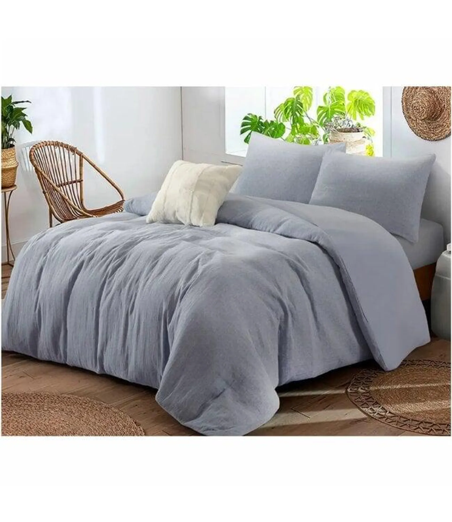 ZARAH 4pc COTTON YARNDYE DUVET COVER SET SLATE