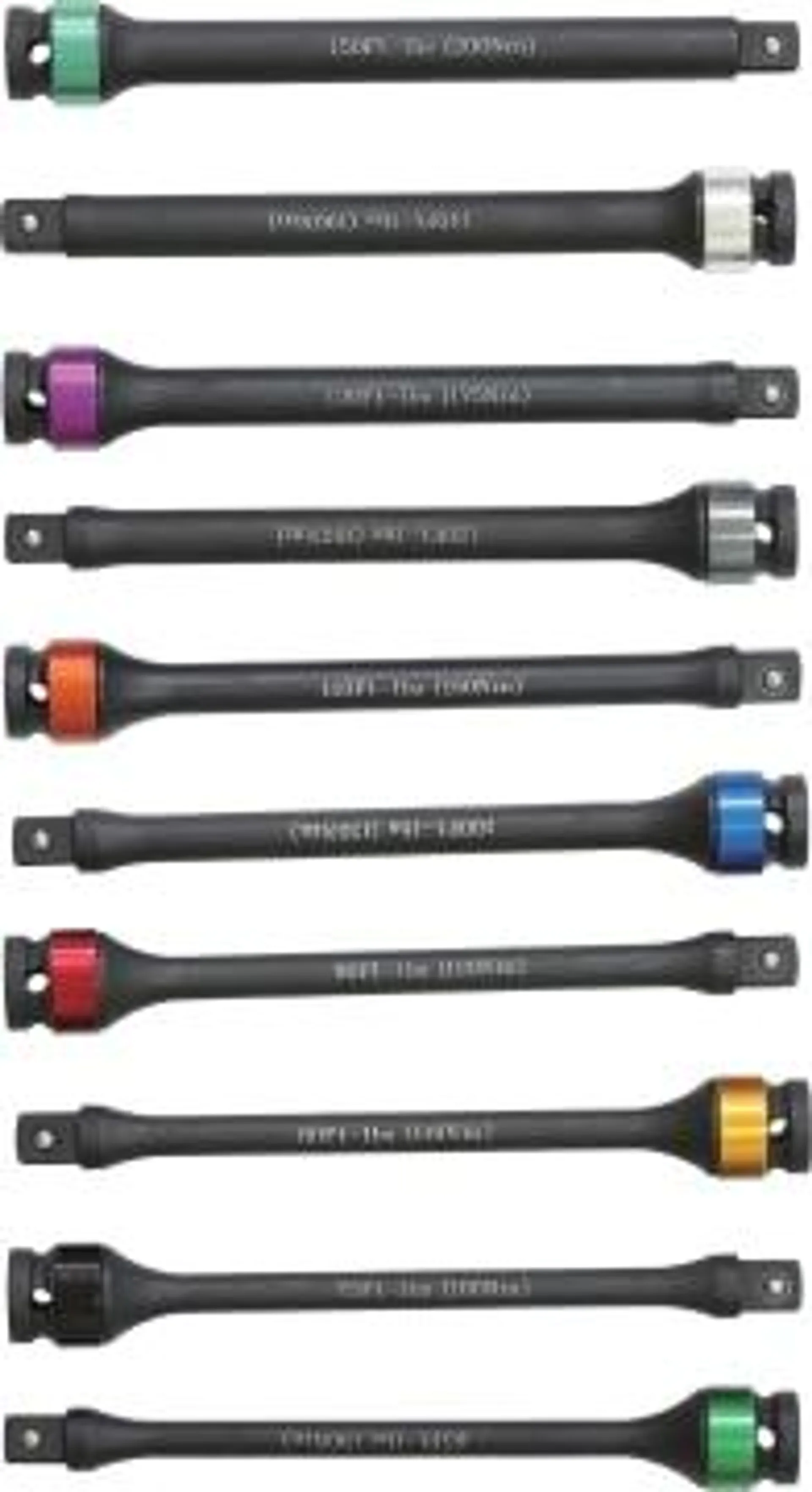10 pc 1/2 in. dr Torque-Limiting Extension Bar Set