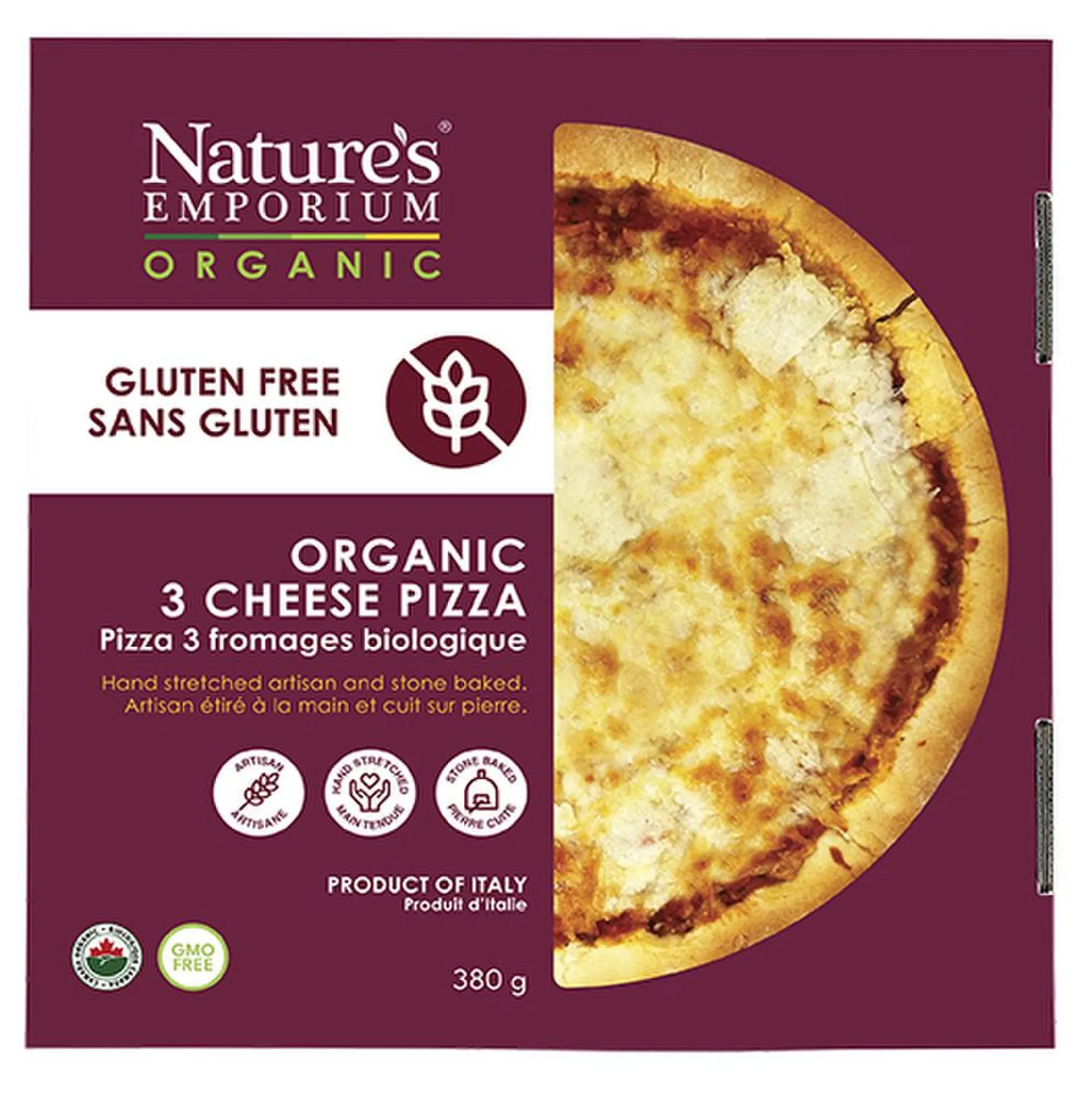 Natures Emporium Organic Gluten Free Artisan 3 Cheese Pizza 380 g