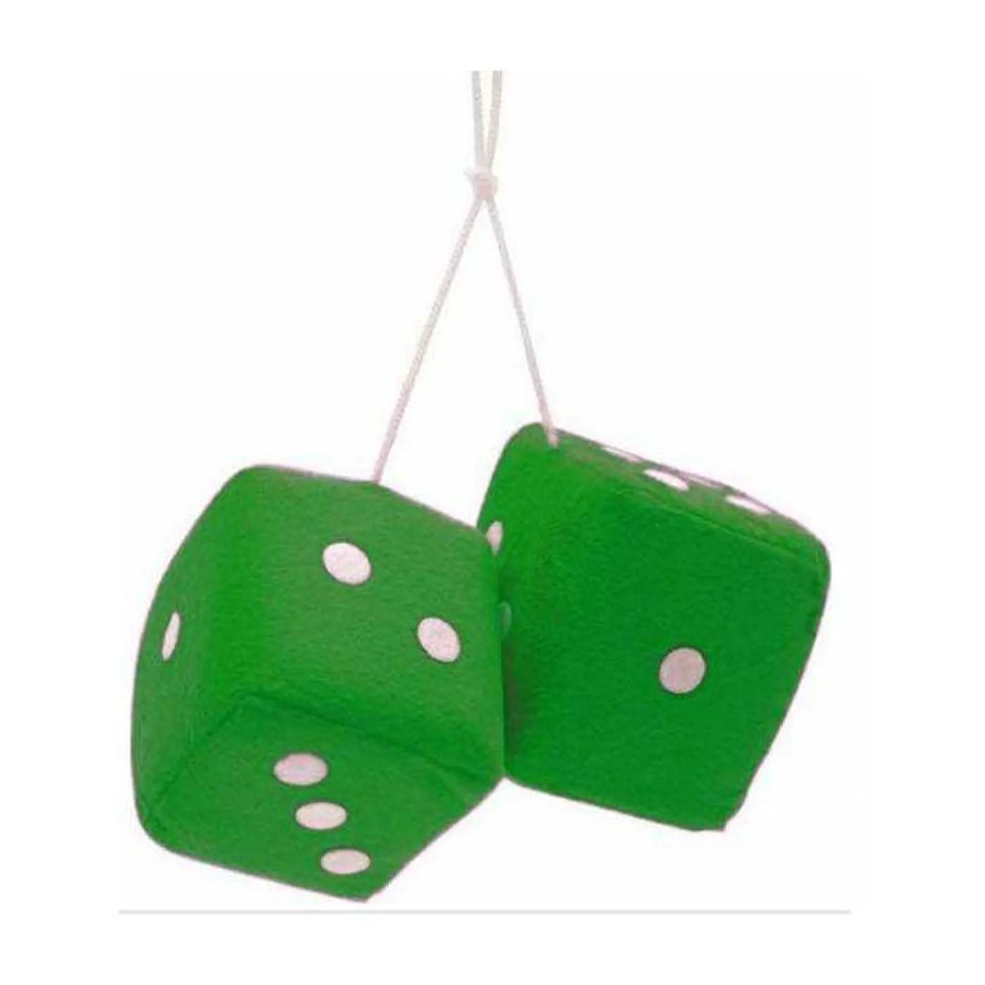 AutoLoc Green Fuzzy Dice with White Dots