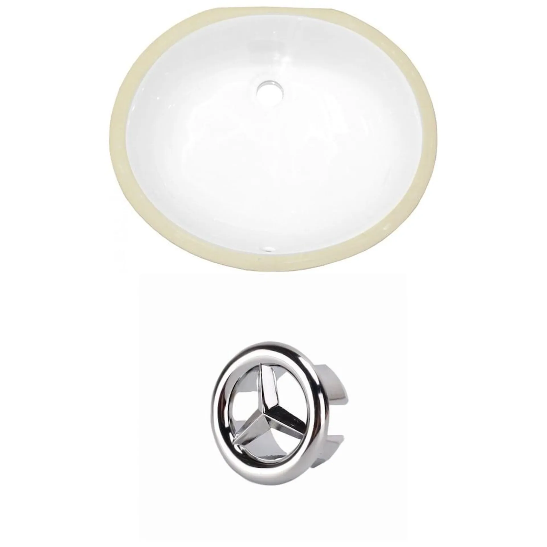 16.5- inch W CSA Oval Undermount Sink Set In White - Chrome Hardware