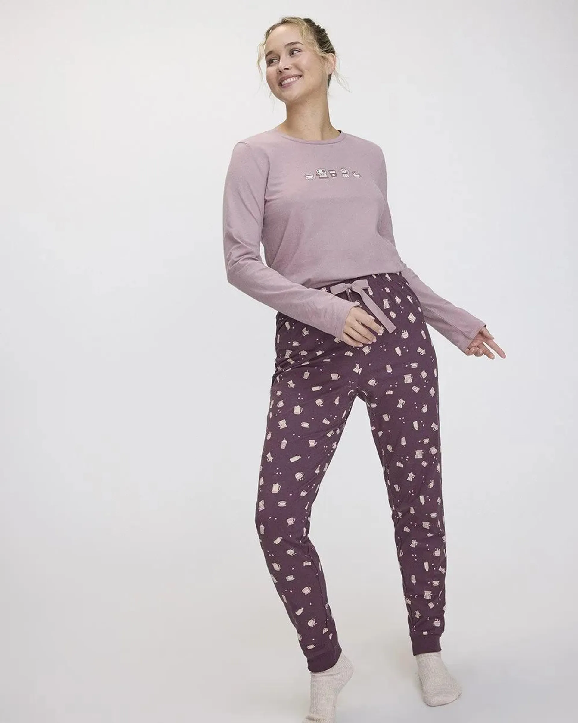 Long-Sleeve Top and Jogger Cotton Pyjama Set