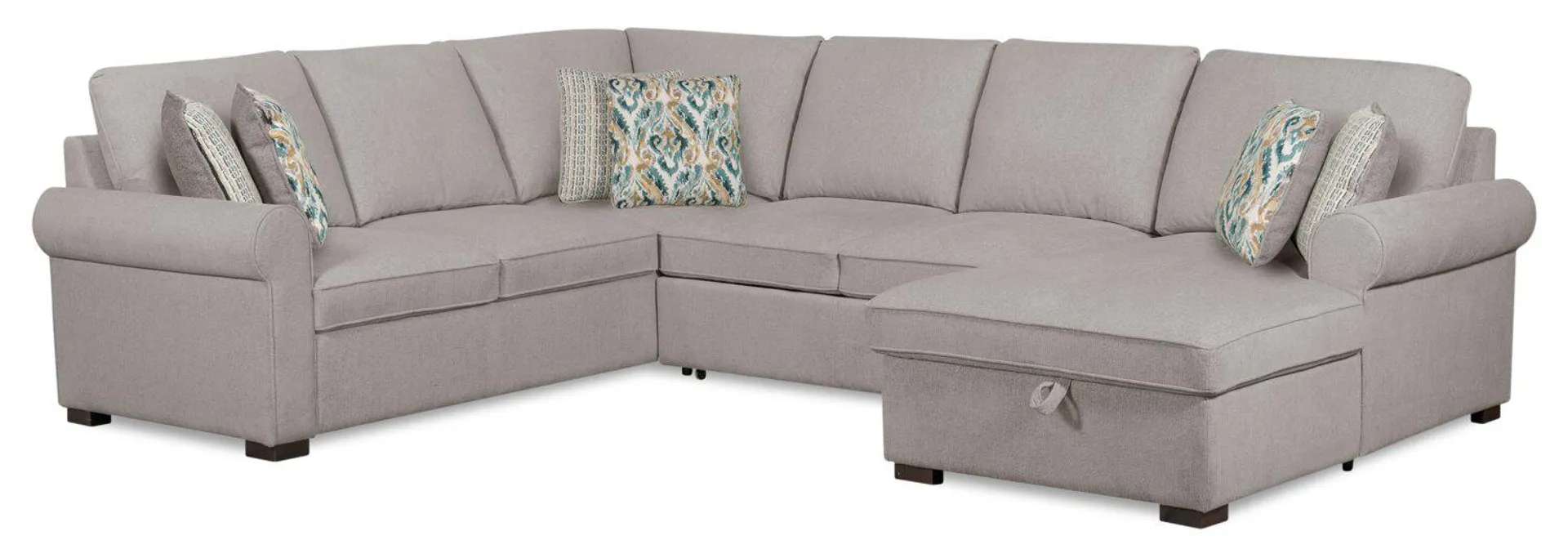 Haven 3-Piece Chenille Right-Facing Sleeper Sectional - Grey