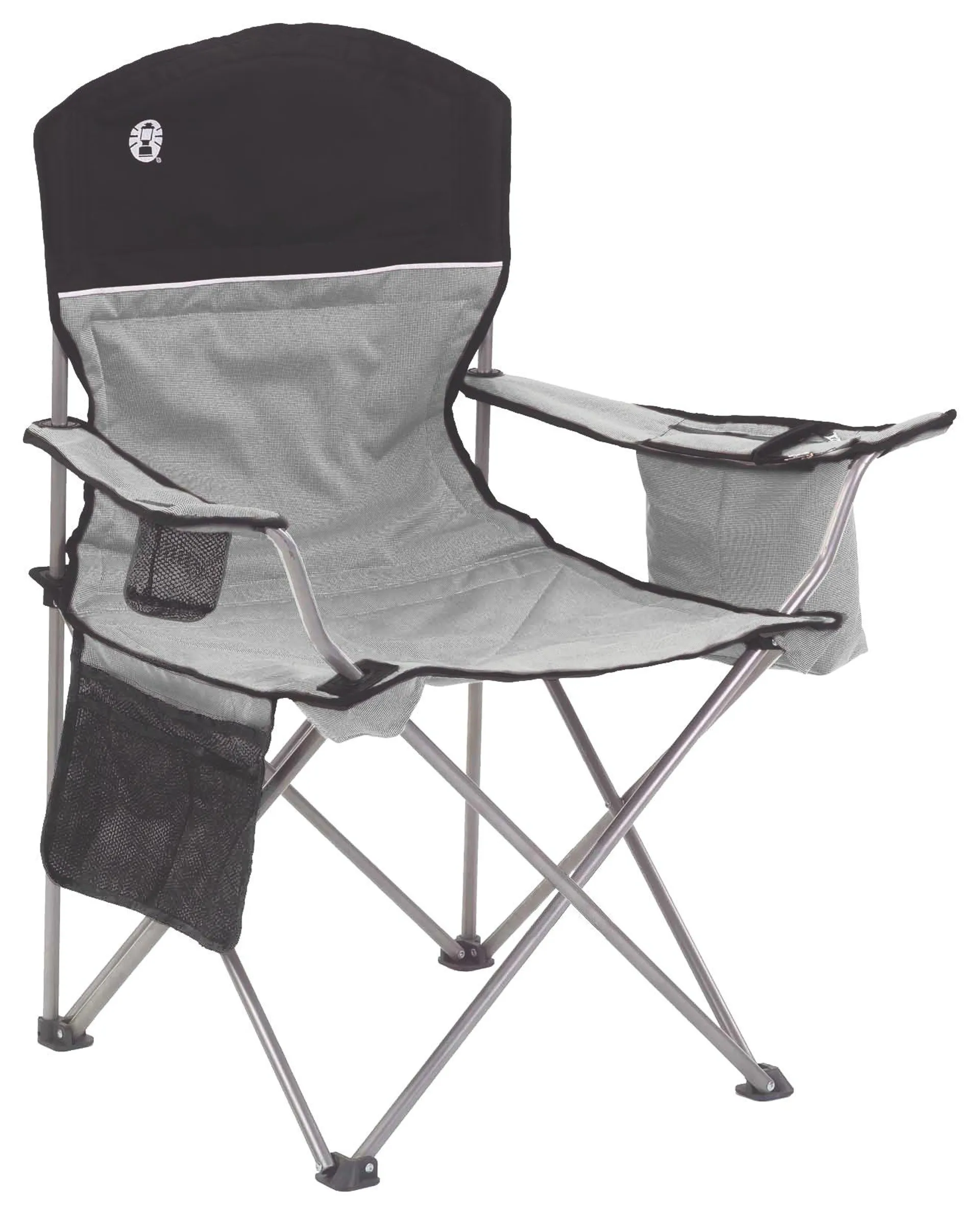 Camping Chair with Built-In 4-Can Cooler, Gray