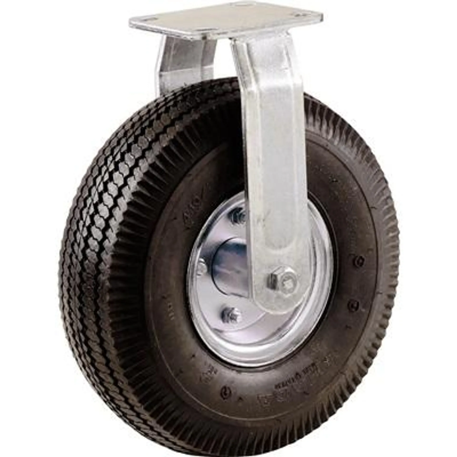 8-Inch Pneumatic Caster Wheel, Rigid Plate, Steel Hub with Ball Bearings, 5/8-Inch Bore Centered Axle