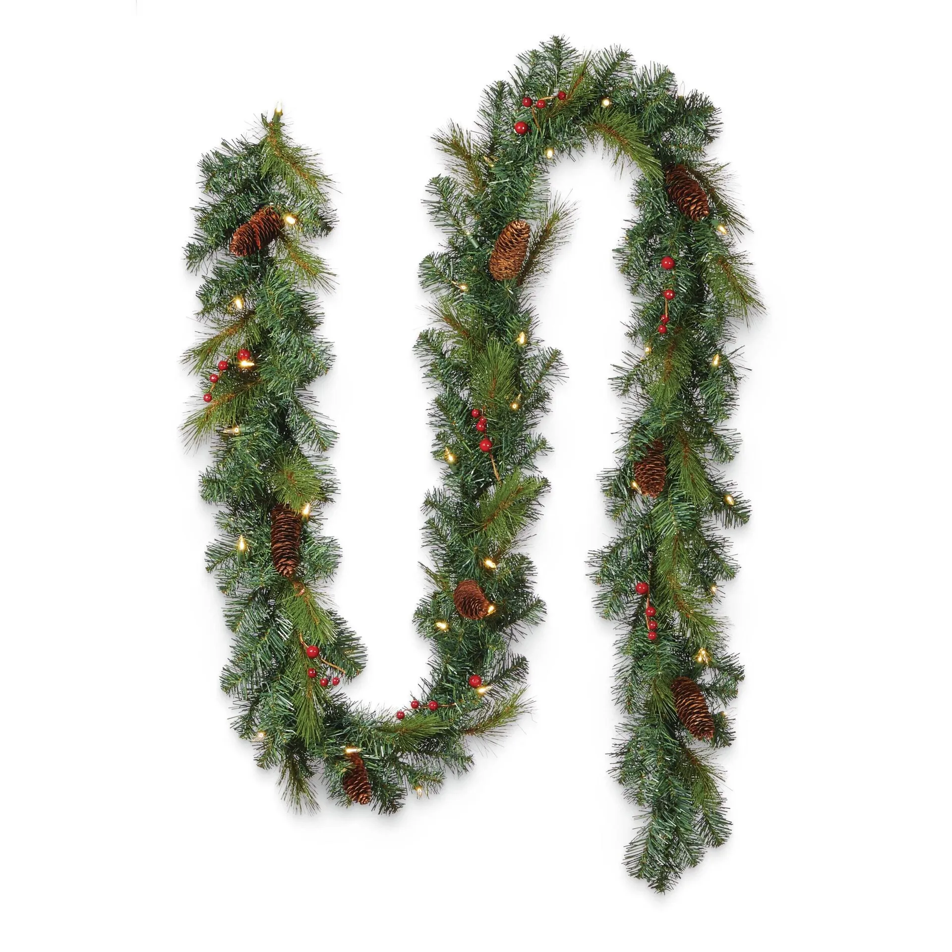 NOMA Pre-Lit LED Artificial Carolina Garland Christmas Decoration, 9-ft