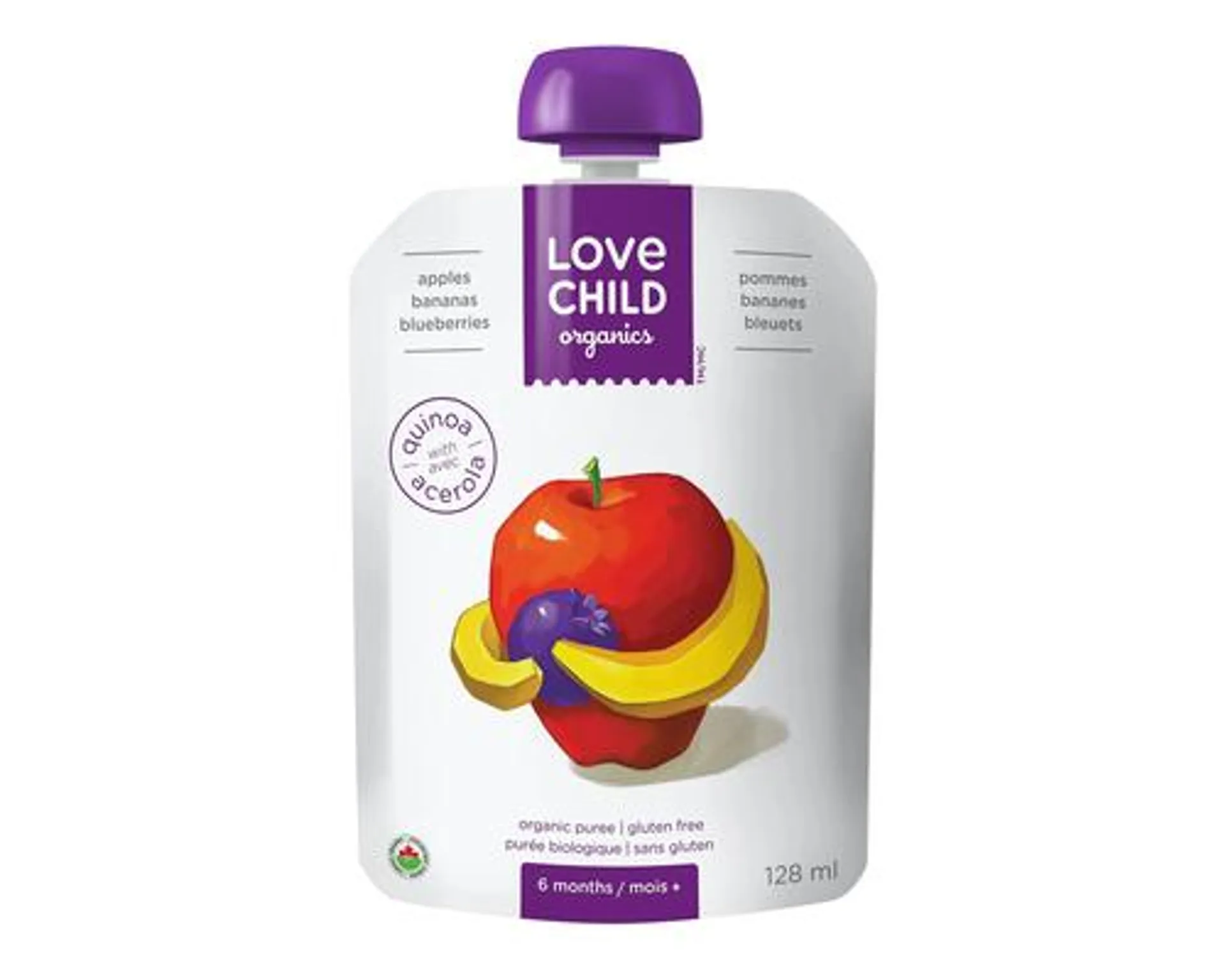 Love Child Organic Puree Apples Bananas & Blueberries 128mL