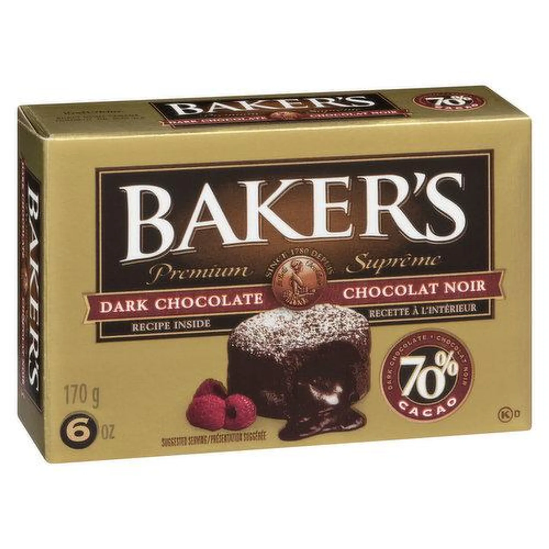 Baker's - Premium Dark Chocolate Baking Bar 70% Cacao, 170 Gram