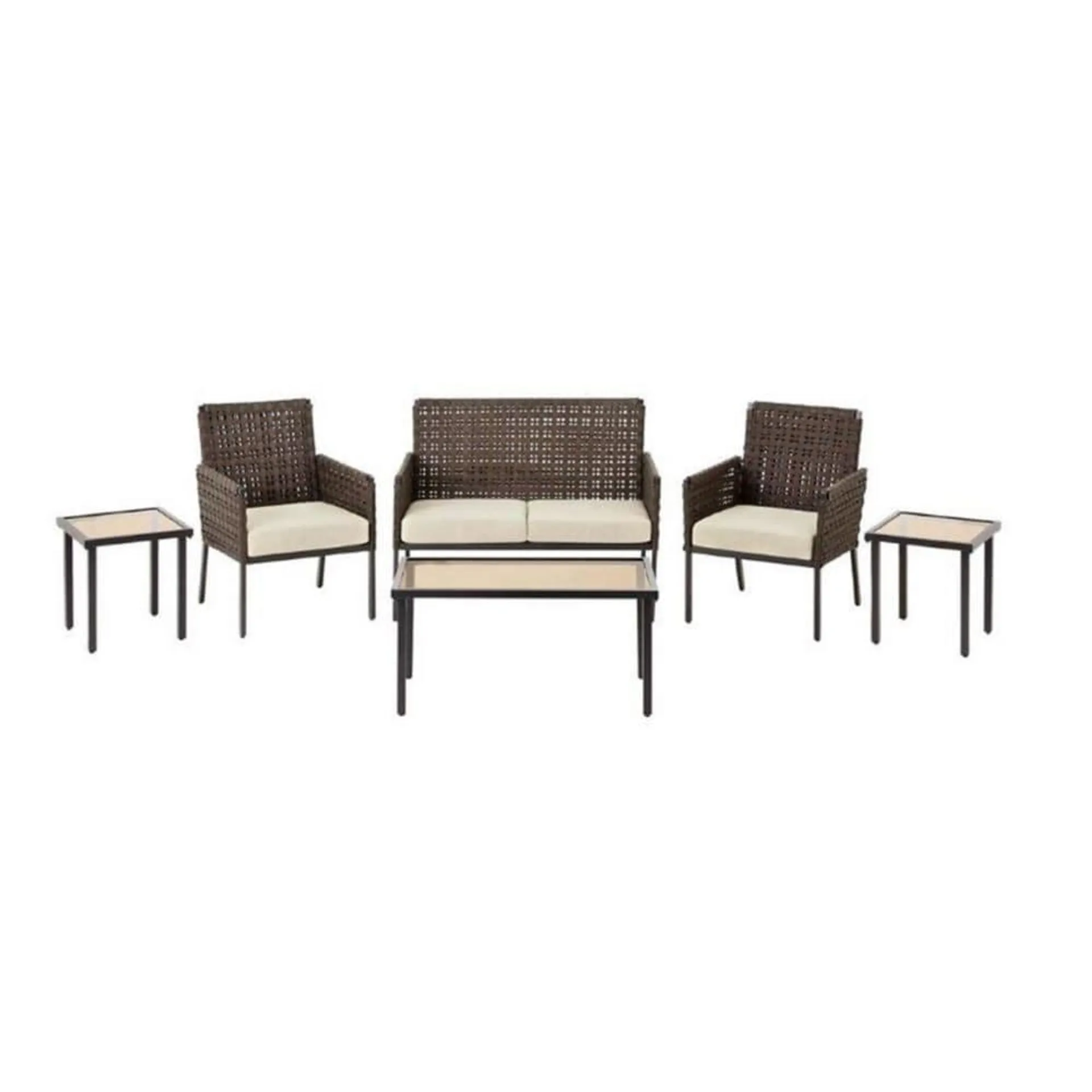 Park Lane 6-Piece Wicker Outdoor Patio Conversation Set with Olefin Tan Cushions