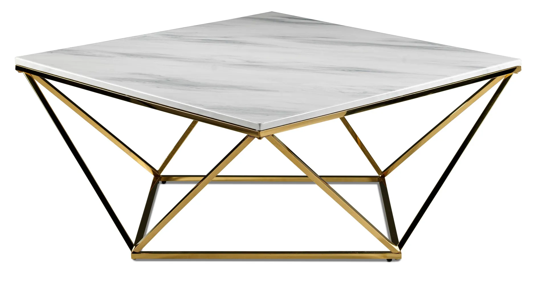 Lynn 39" Coffee Table - Marble and Gold