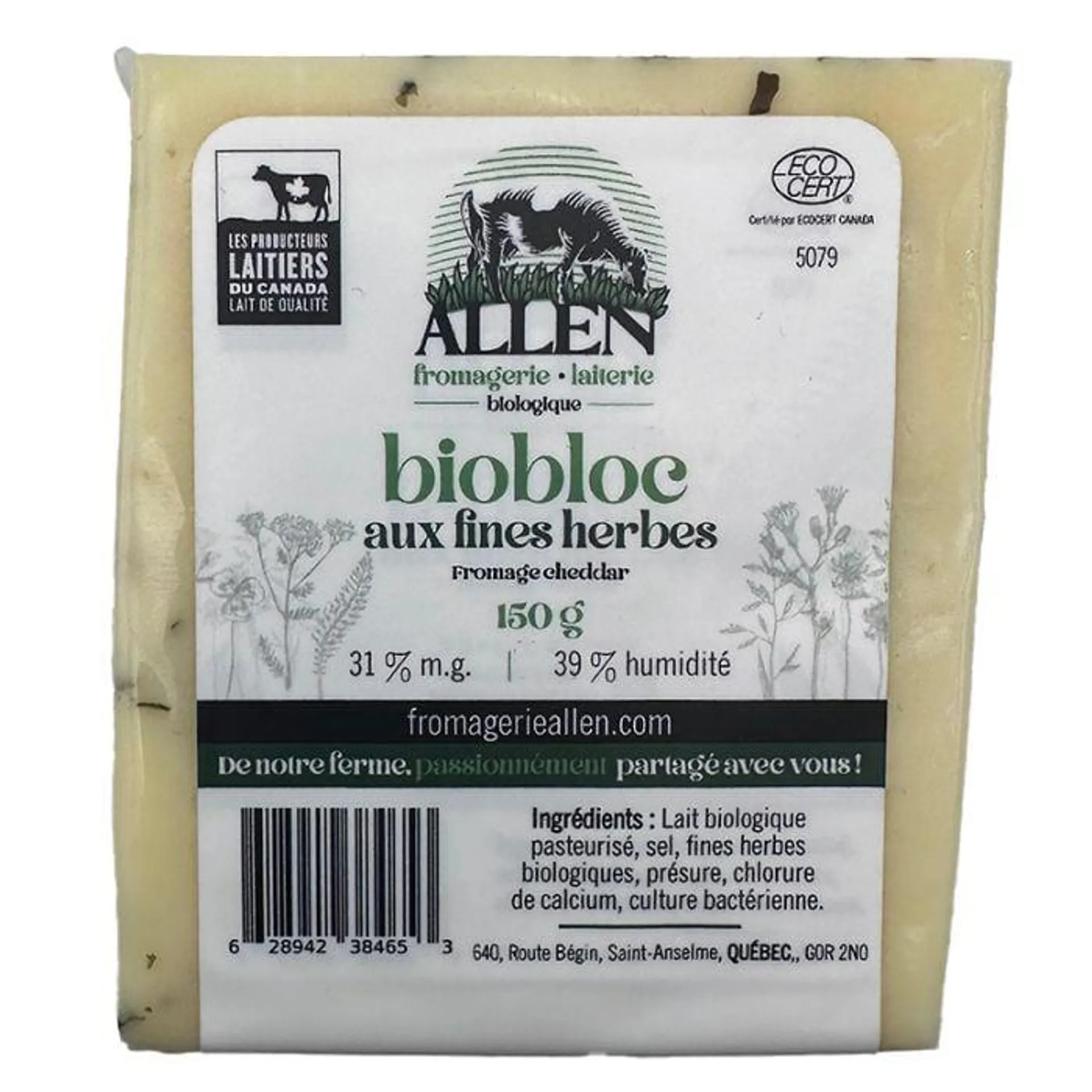 Fromage Biobloc cheddar fines herbes biologique | 150 g