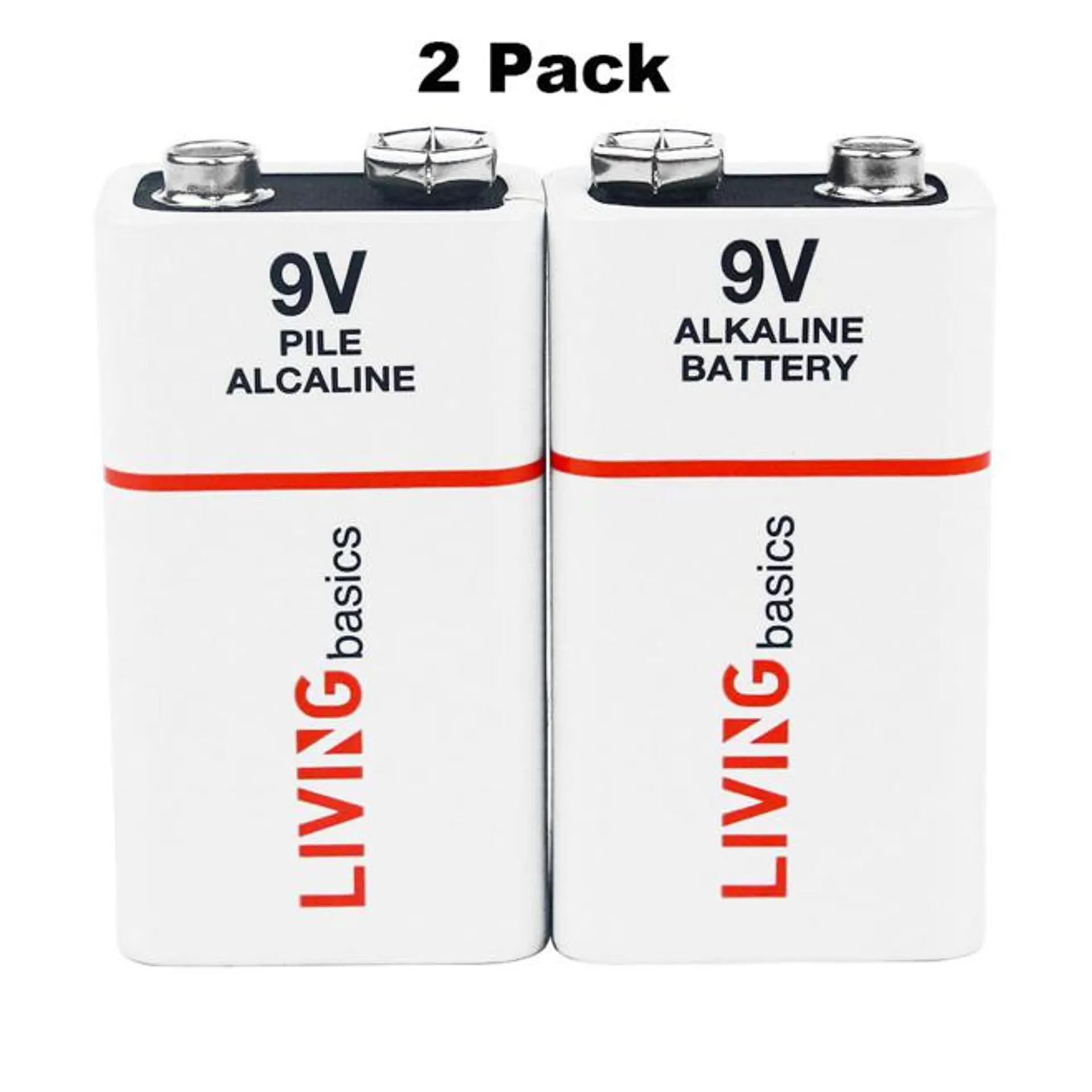 9V Alkaline Battery Single Blister Card 2Pcs/Pack - LIVINGbasics®