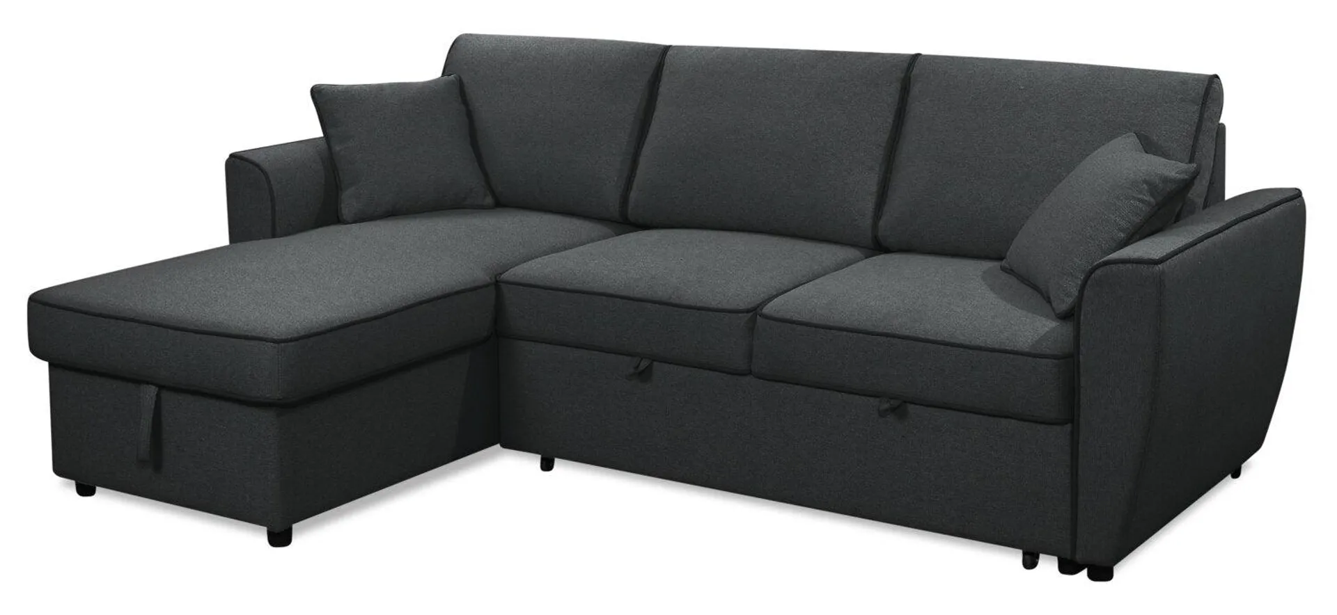 Ace 2-Piece Linen-Look Fabric Left-Facing Sleeper Sectional - Midnight