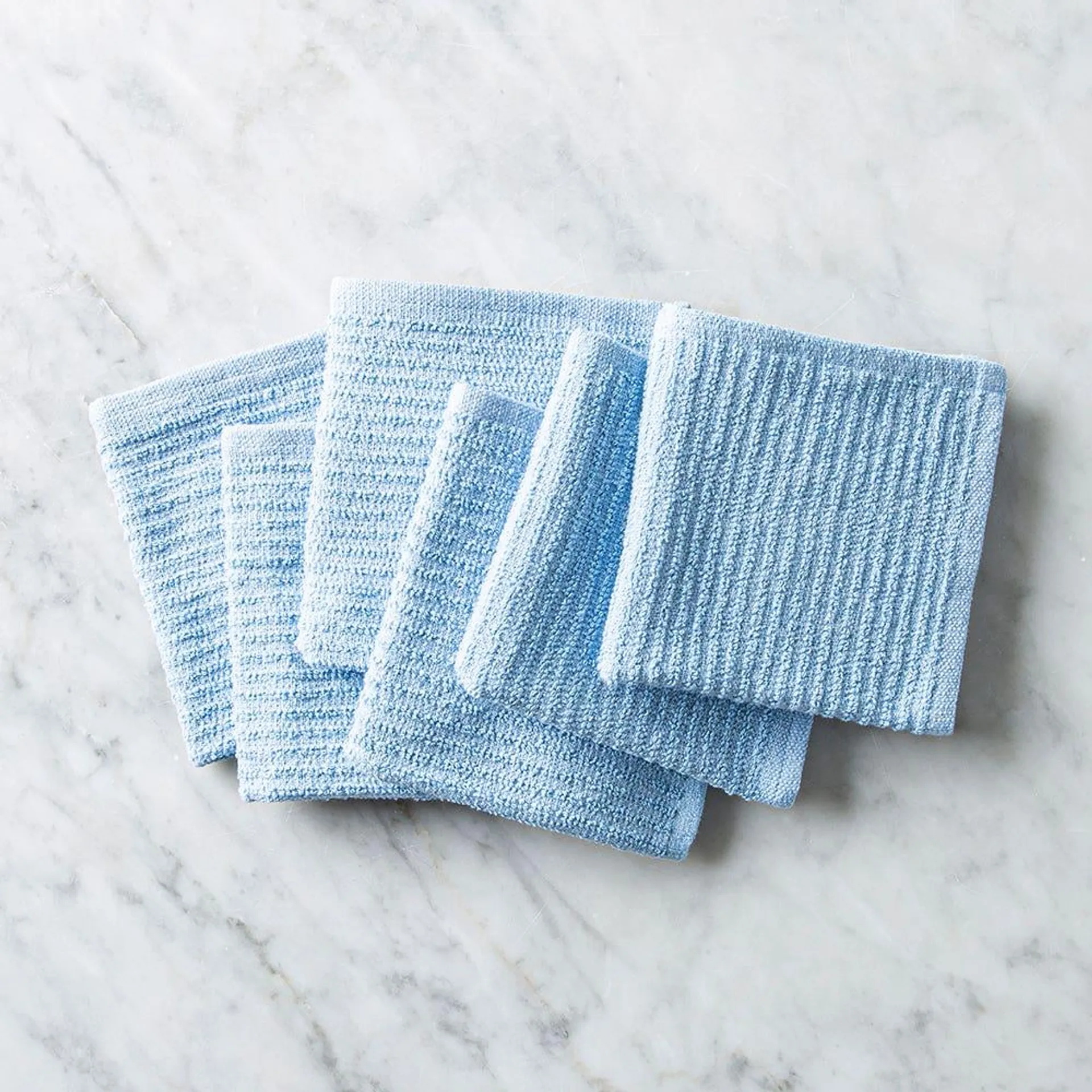 KSP Soft Touch 100% Recycled Cotton Wash Cloth - Set/6 (Light Blue)