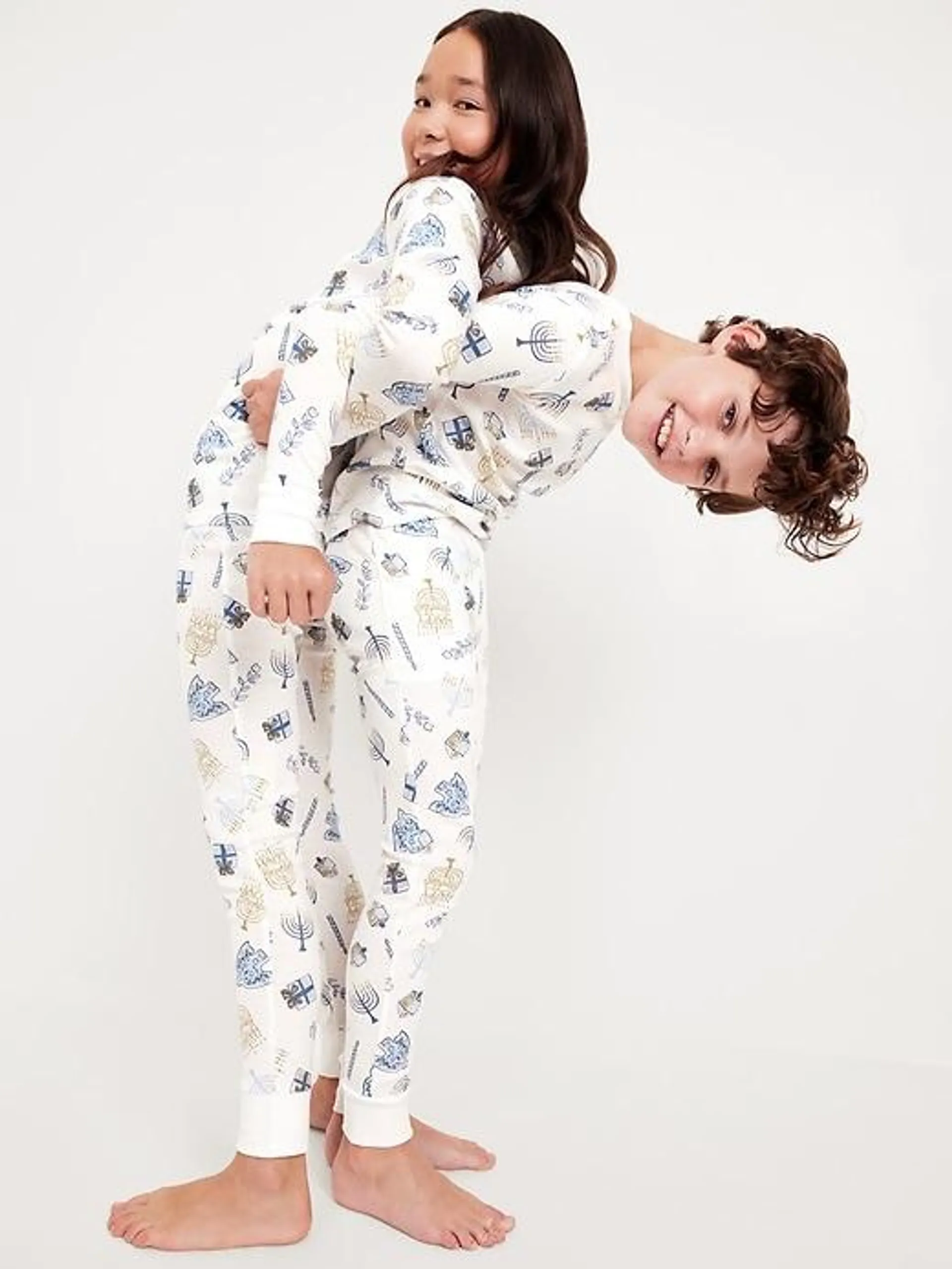 Gender-Neutral Graphic Snug-Fit Pajama Set for Kids