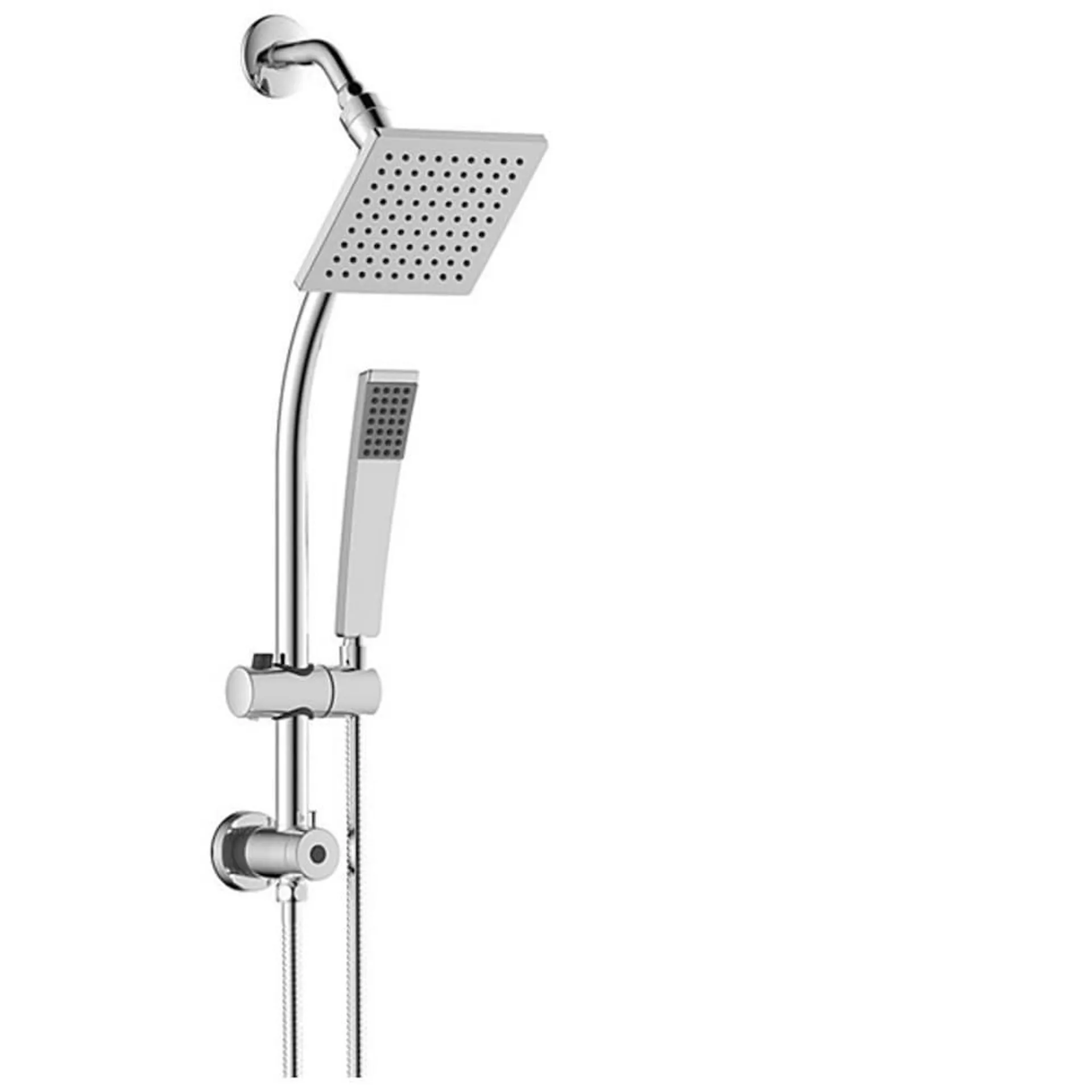 Polished Chrome 3-Function Square Rain Shower Head with Handheld Shower Head