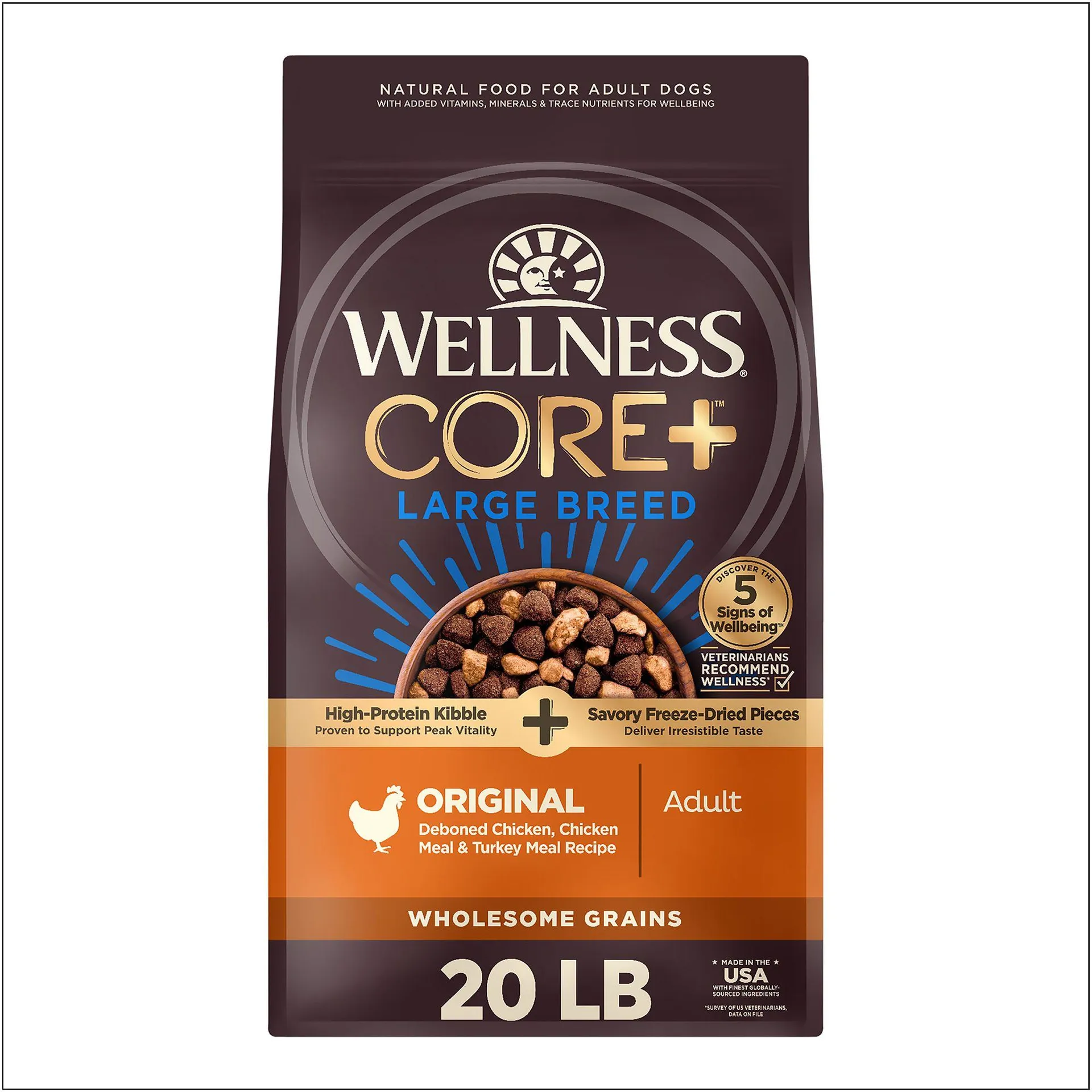 Wellness Core+ Large Breed Adult Dog Food - Original, Wholesome Grains