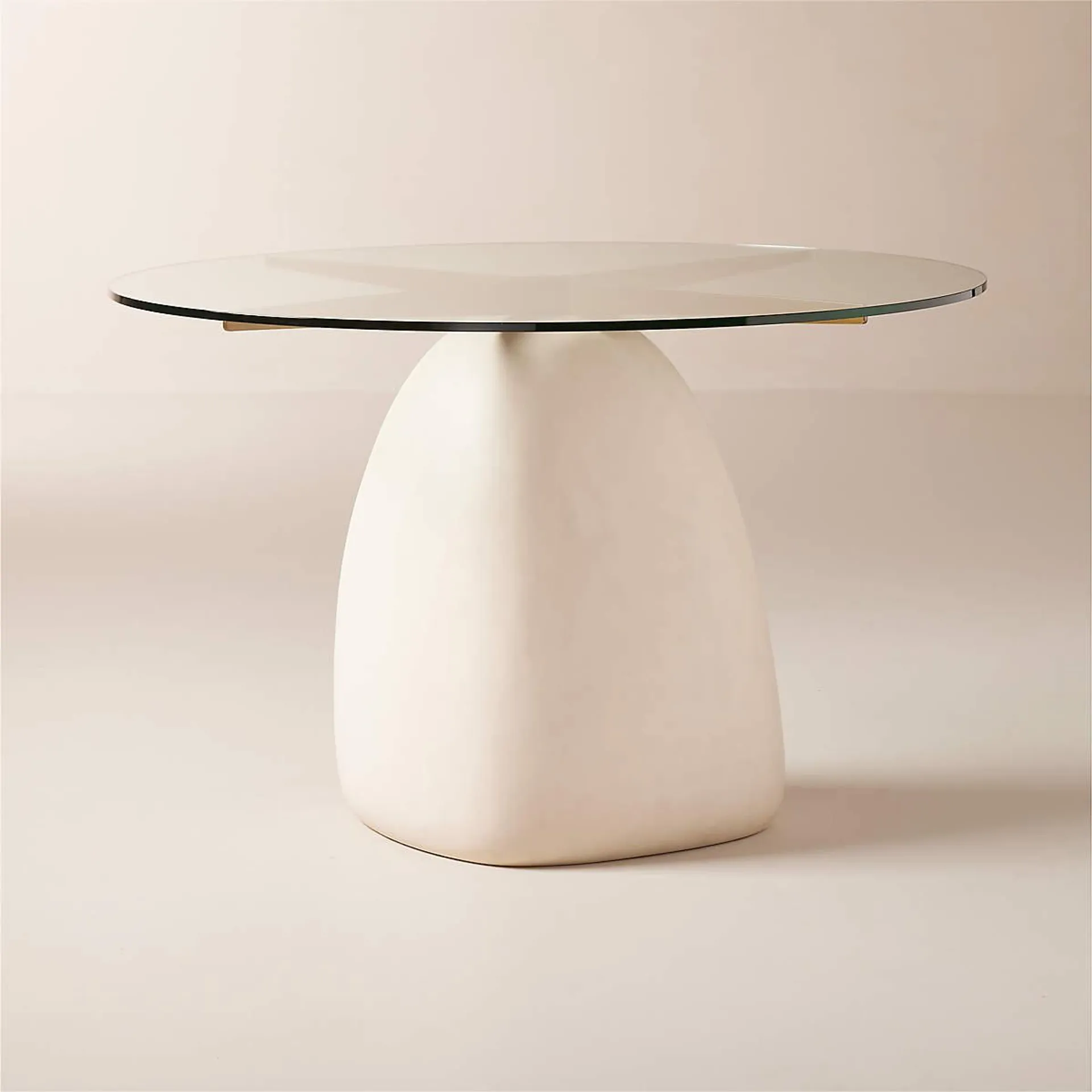 Stone 47" Round White Concrete Dining Table with Glass Top