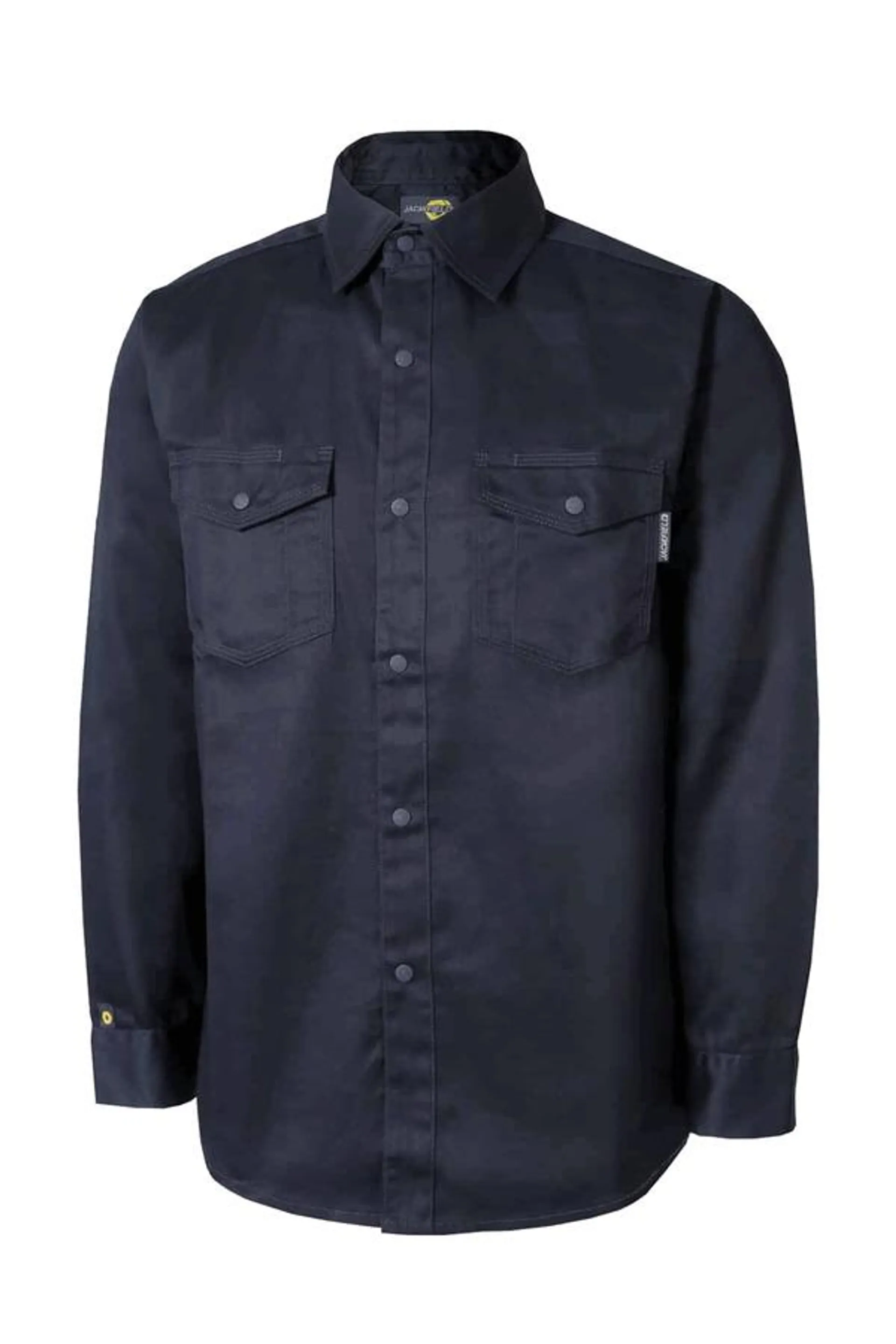 Unlined long sleeve shirt with rustproof snaps