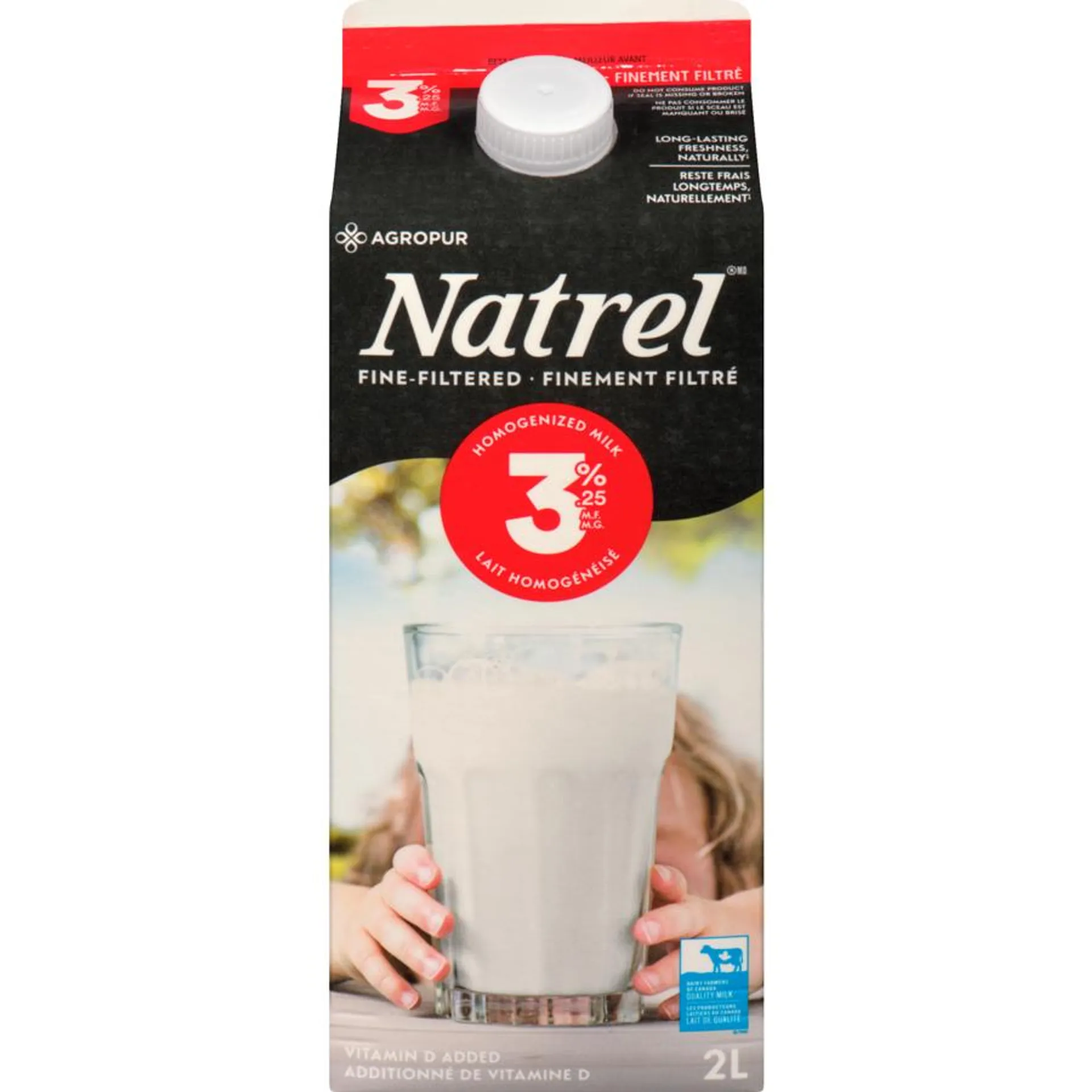 Lait homogénéisé 3,25 % finement filtré