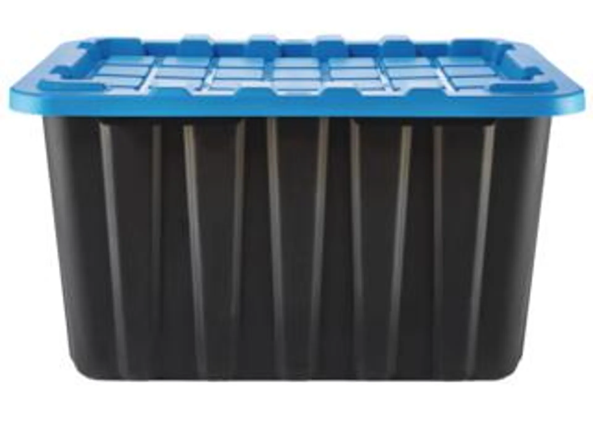 Mastercraft Heavy Duty Stackable Storage Box with Lid, 102-L, Black/Blue