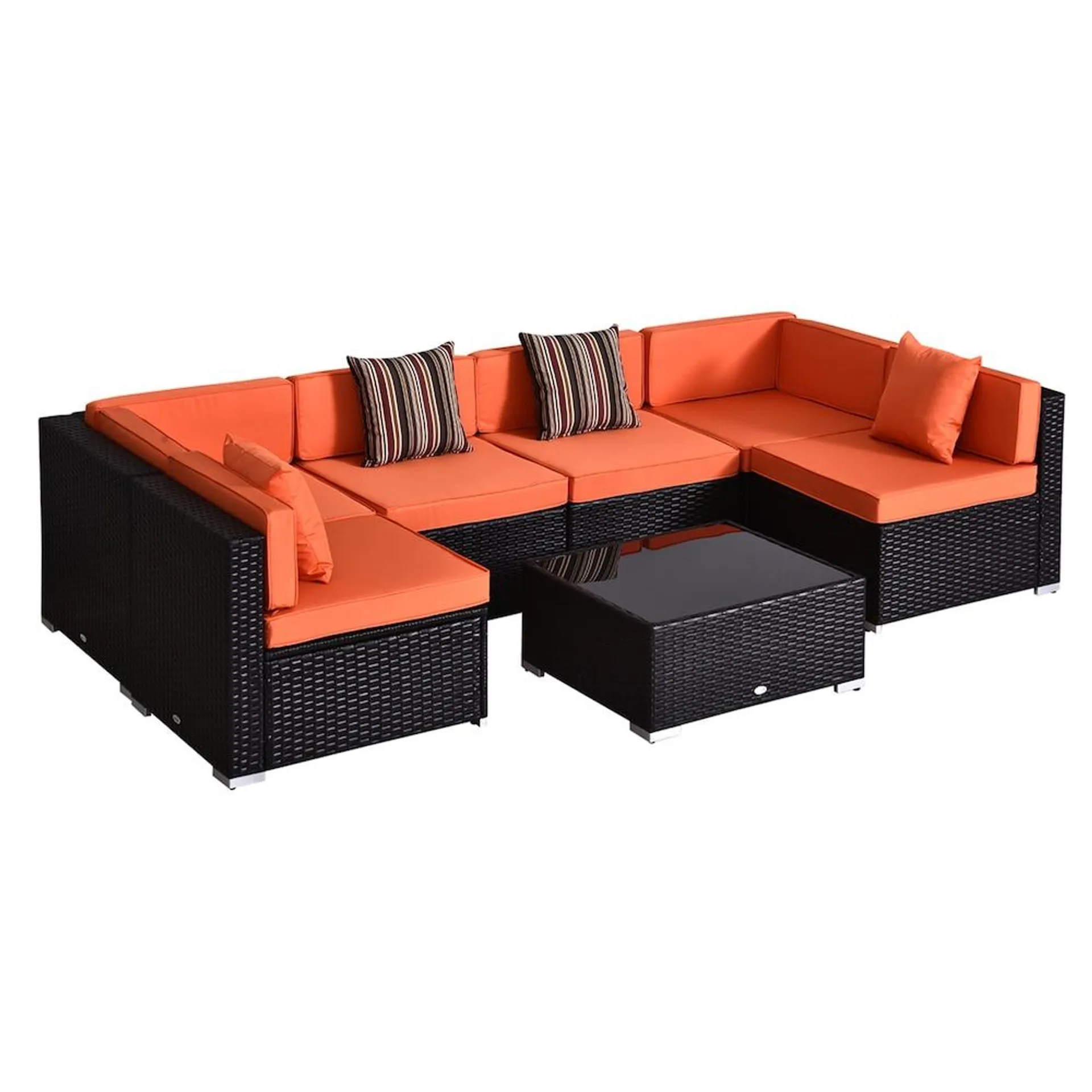 7 Pieces Outdoor Lounge Set Garden Wicker Sectional Sofa Set