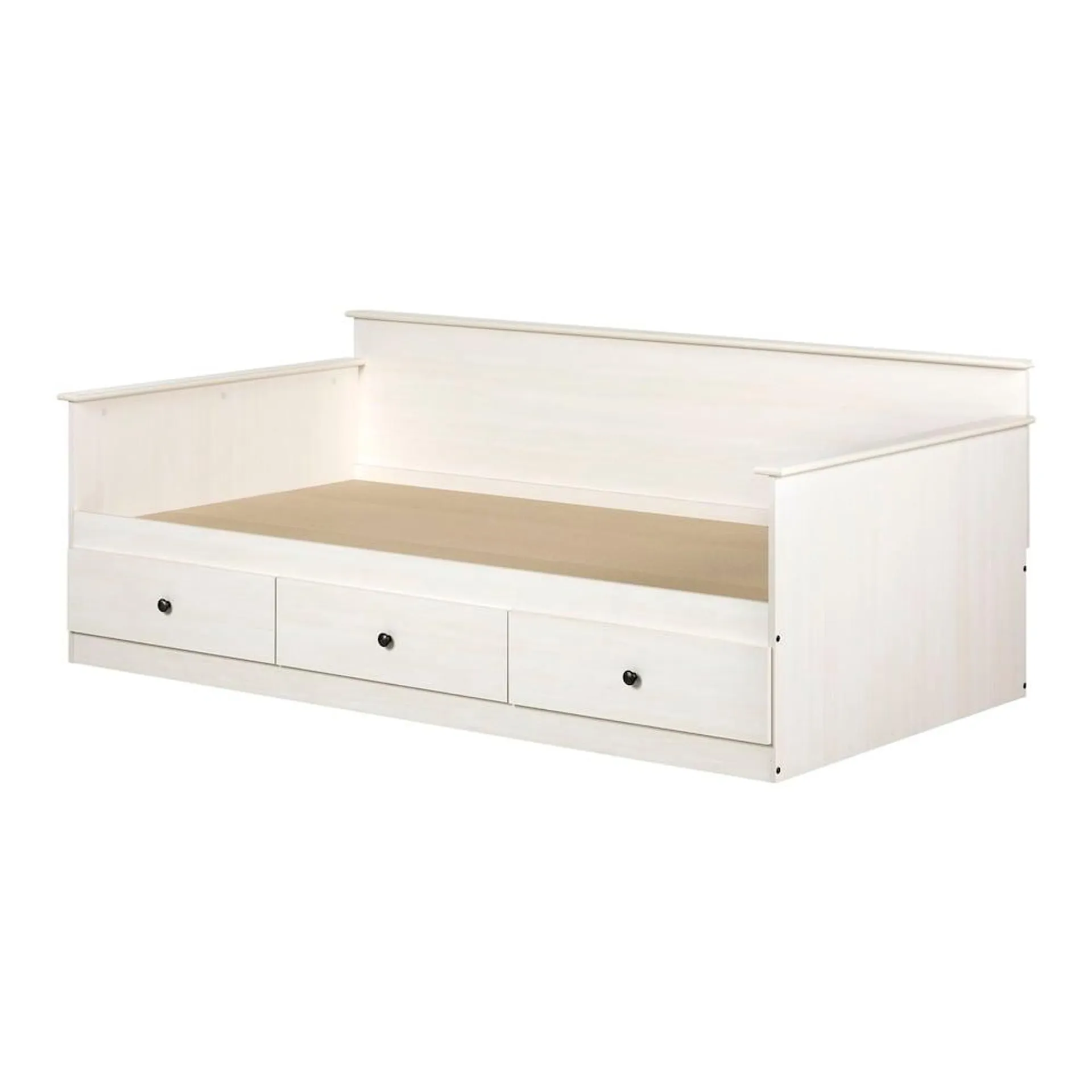 Plenny 42.5 in. x 77 in. x 29 in. Twin Daybed with Storage in White Wash