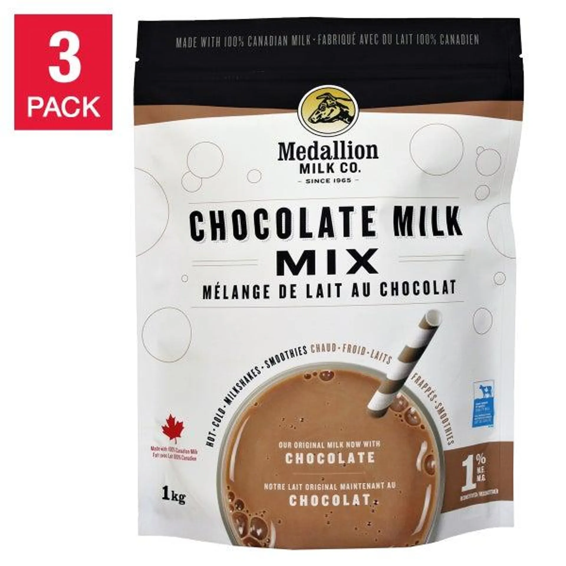 Medallion Milk Co. Chocolate Milk Mix, 3 × 1 kg