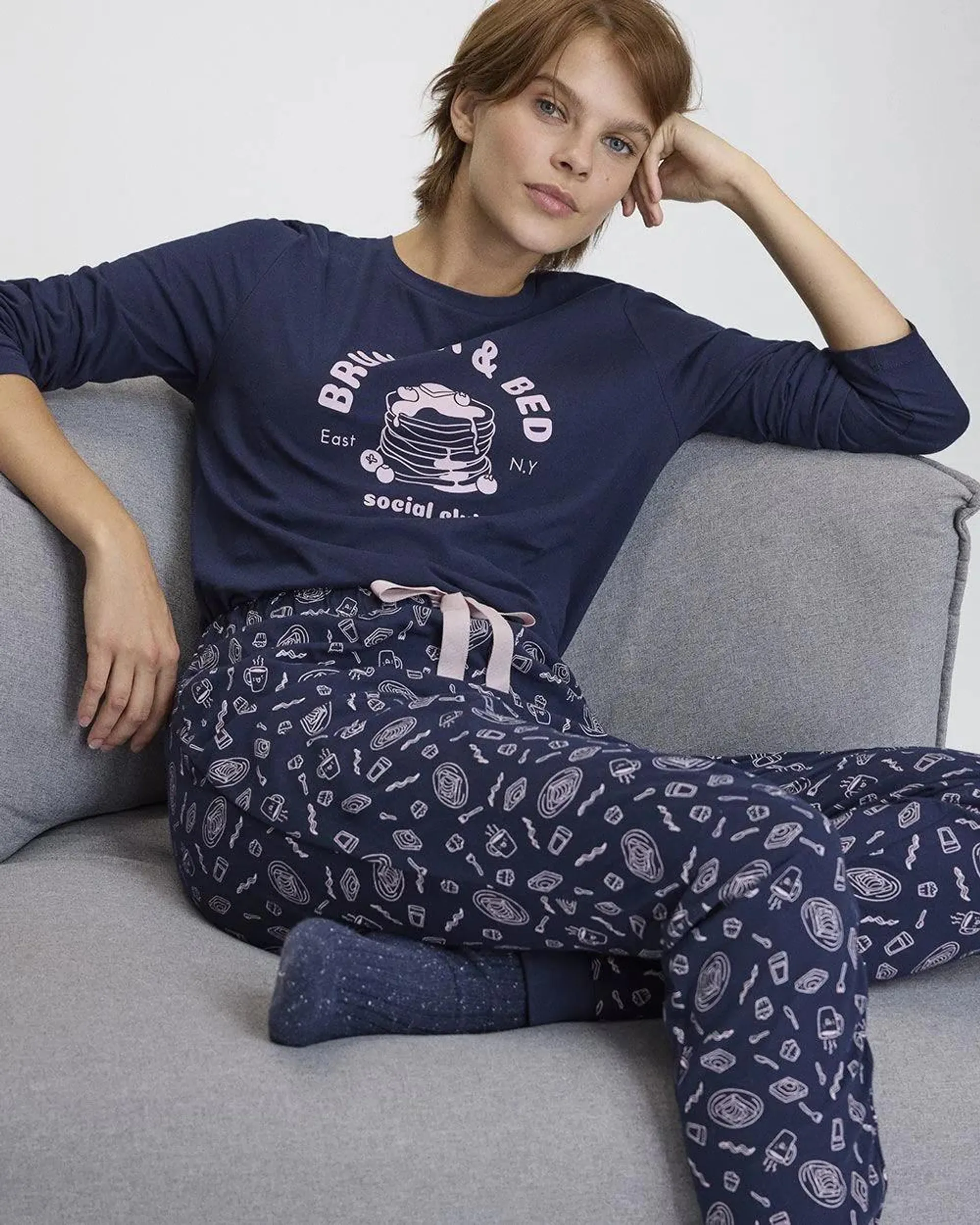 Long-Sleeve Top and Jogger Cotton Pyjama Set