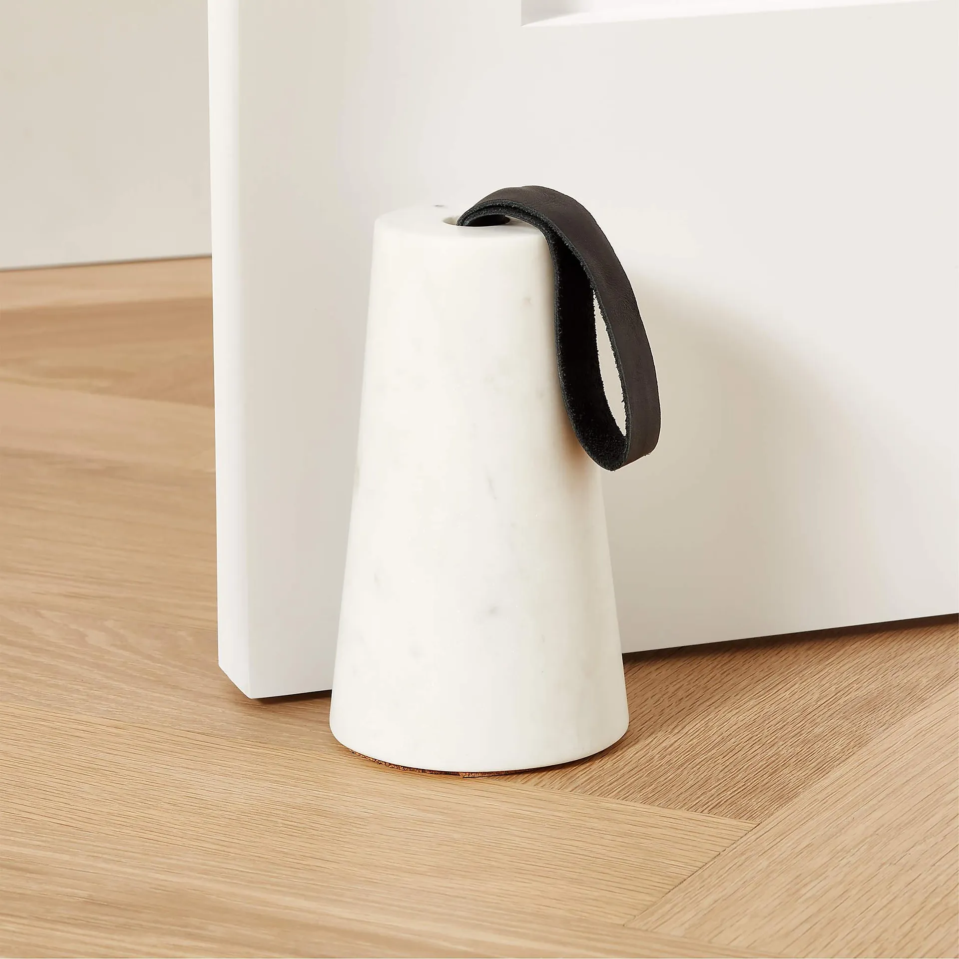 Marble Doorstop with Leather Loop Handle