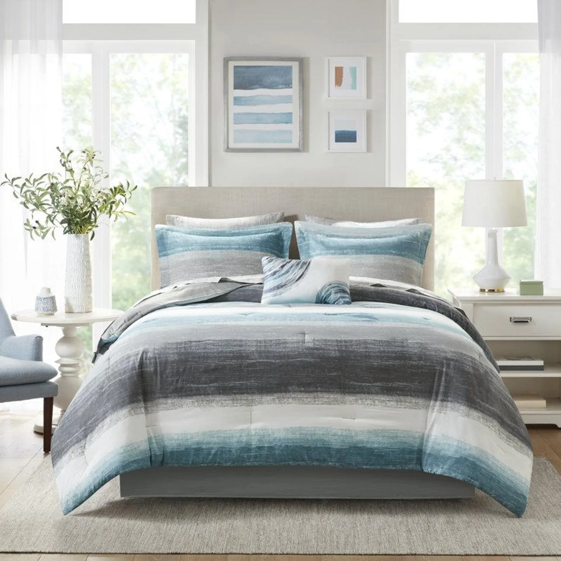 Saben Striped Comforter Set with Cotton Bed Sheets