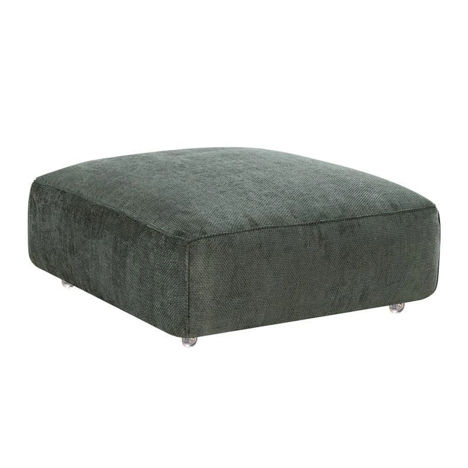 Ottoman en velours texturé sur roulettes - vert foncé