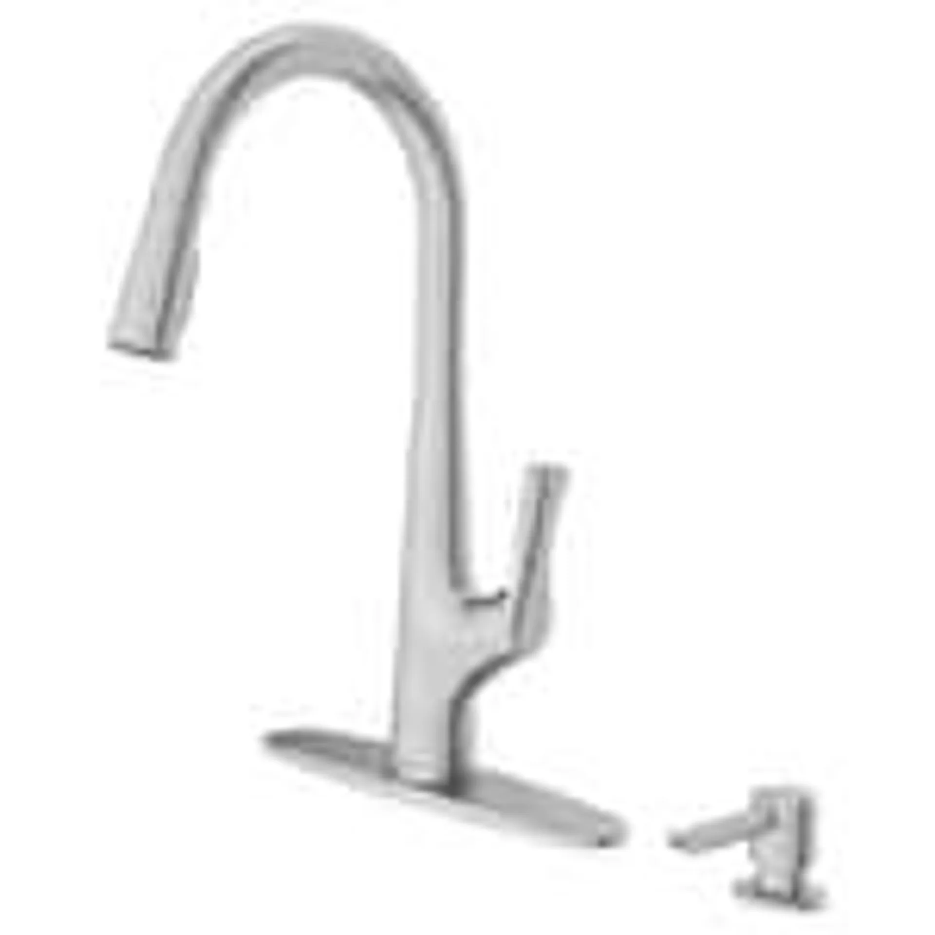 Copley Single Handle Dual Spray Pull-Down Kitchen Faucet in Stainless Steel with Soap Dispenser (Valve & Deck Plate Included)