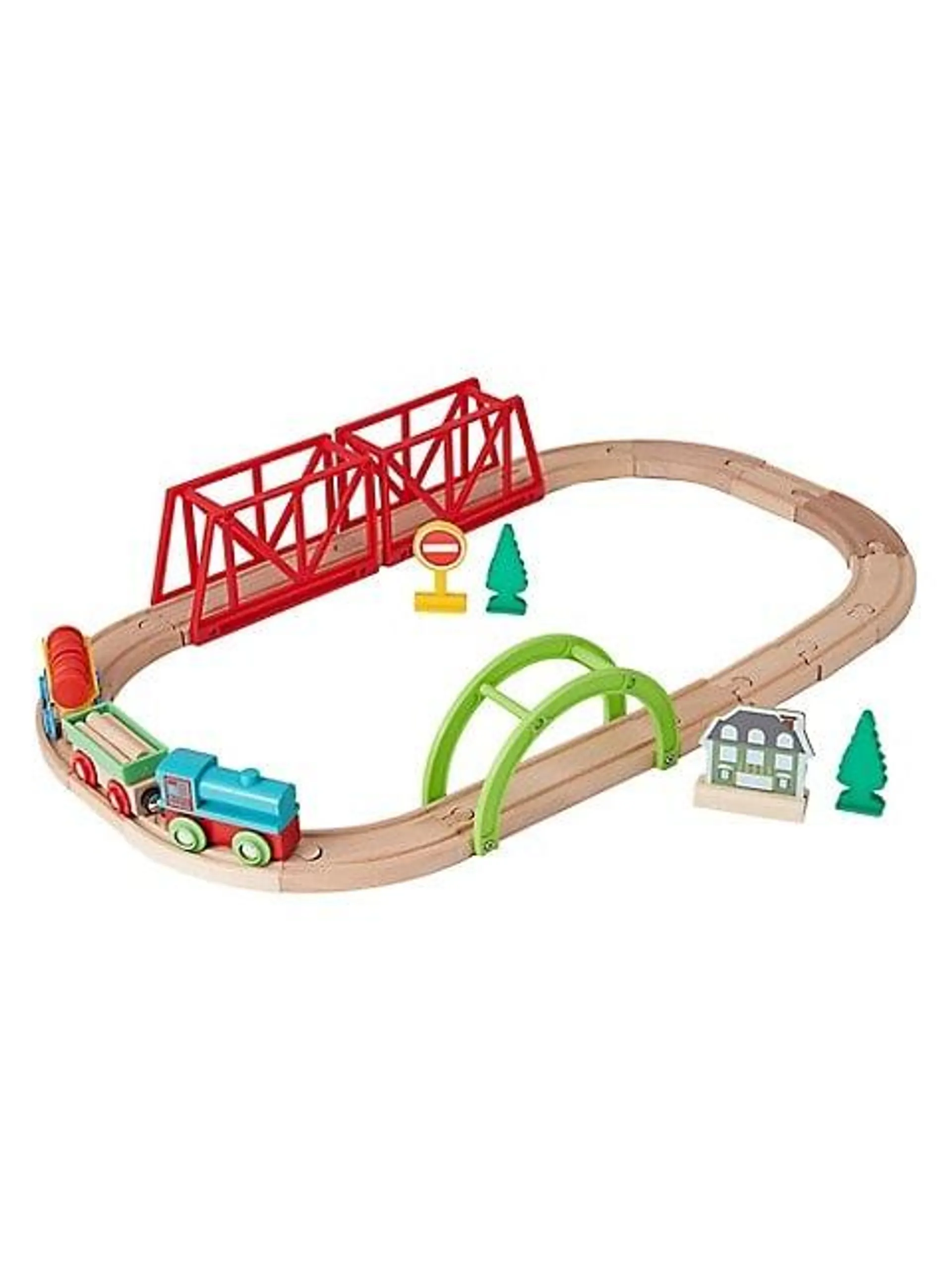 30-Piece Wooden Train Set