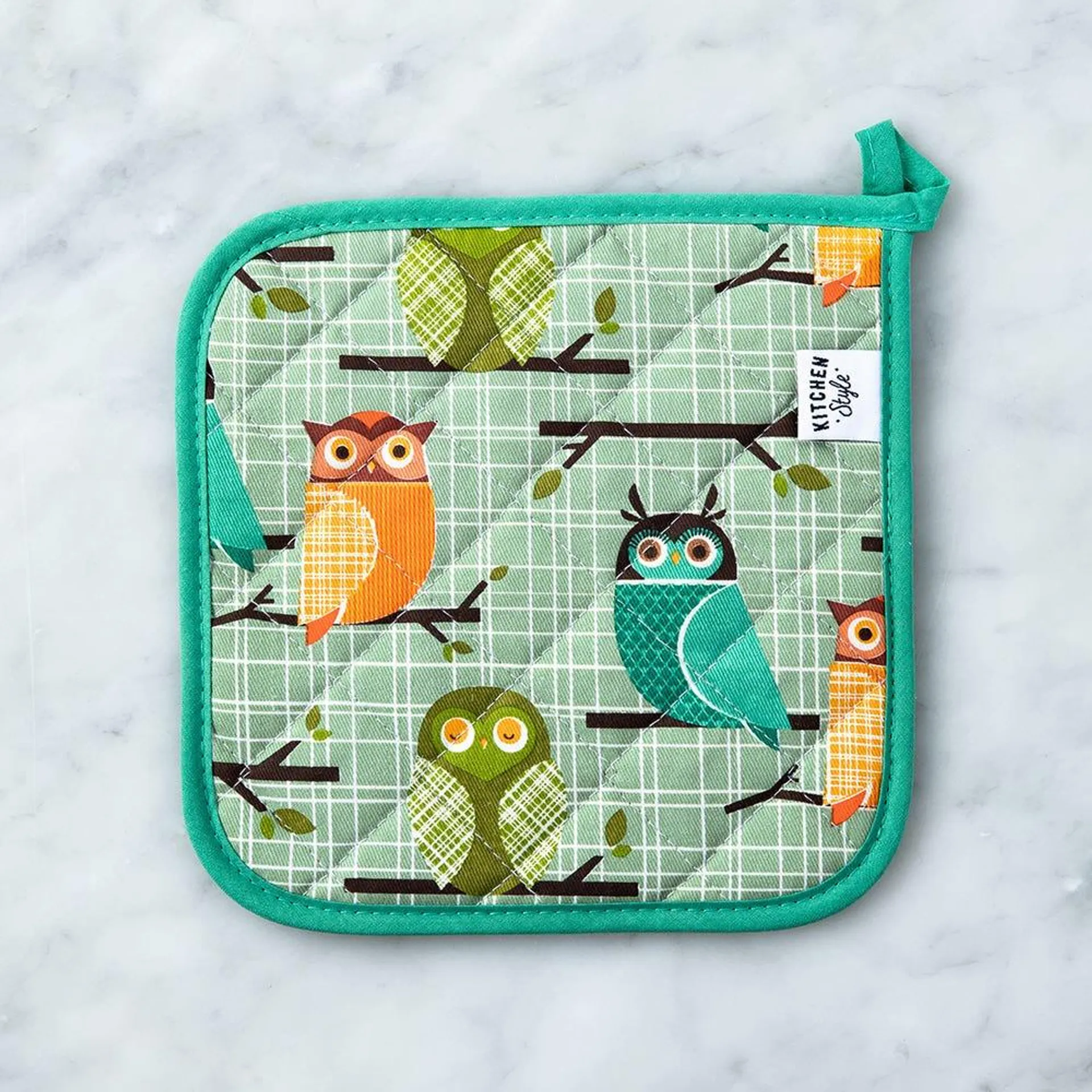 Kitchen Style Printed 'Owls' Pot Holder (Green)