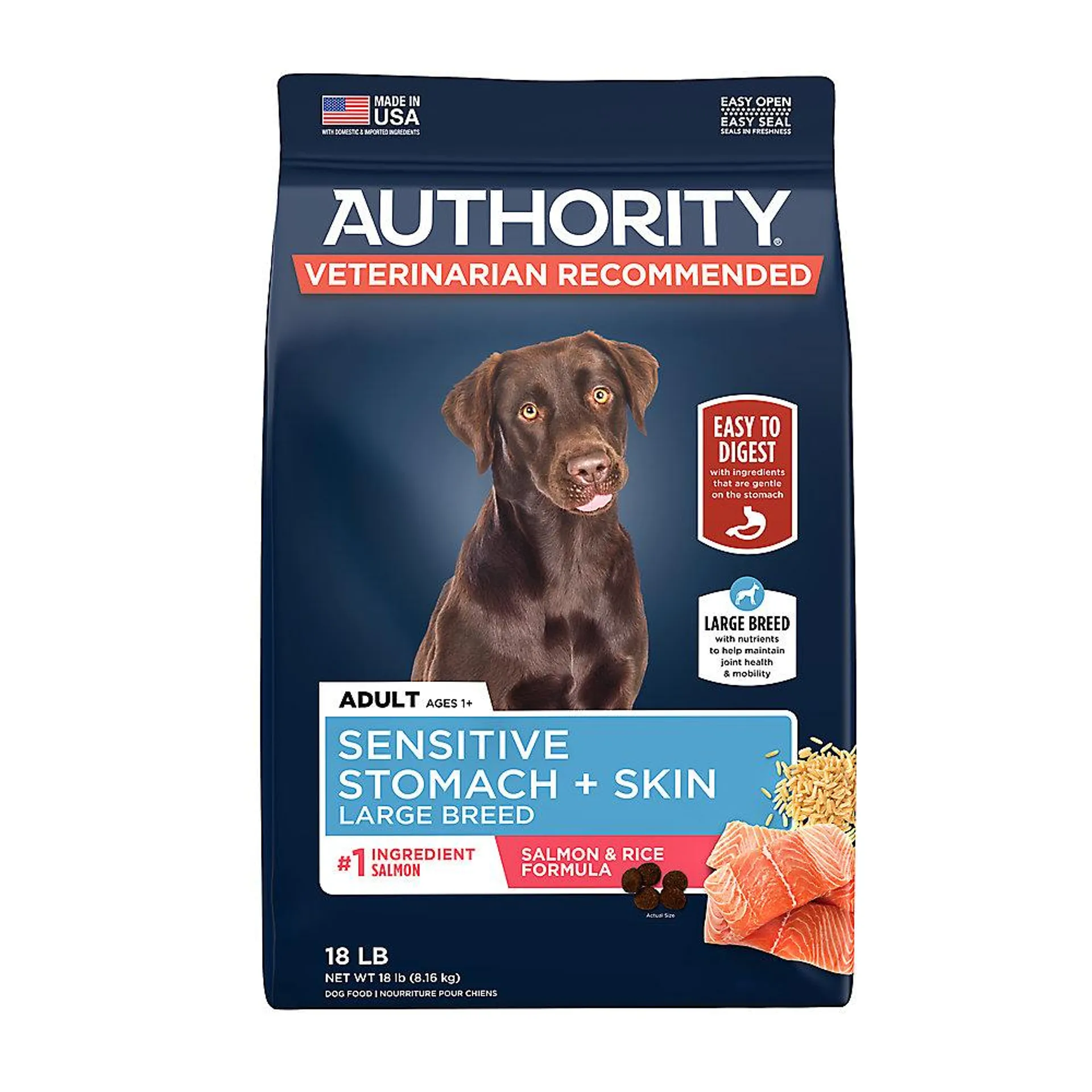 Authority Sensitive Stomach & Skin Large Breed Adult Dog Dry Food - Salmon & Rice