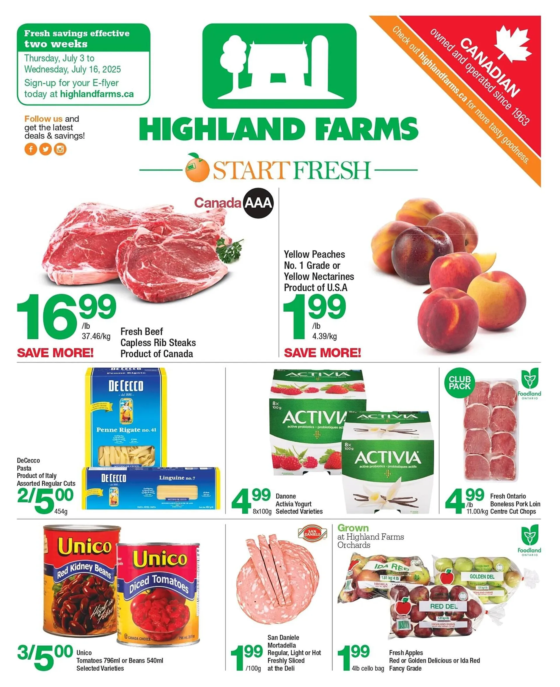 Highland Farms flyer from July 3 to July 16 2025 - flyer page 1