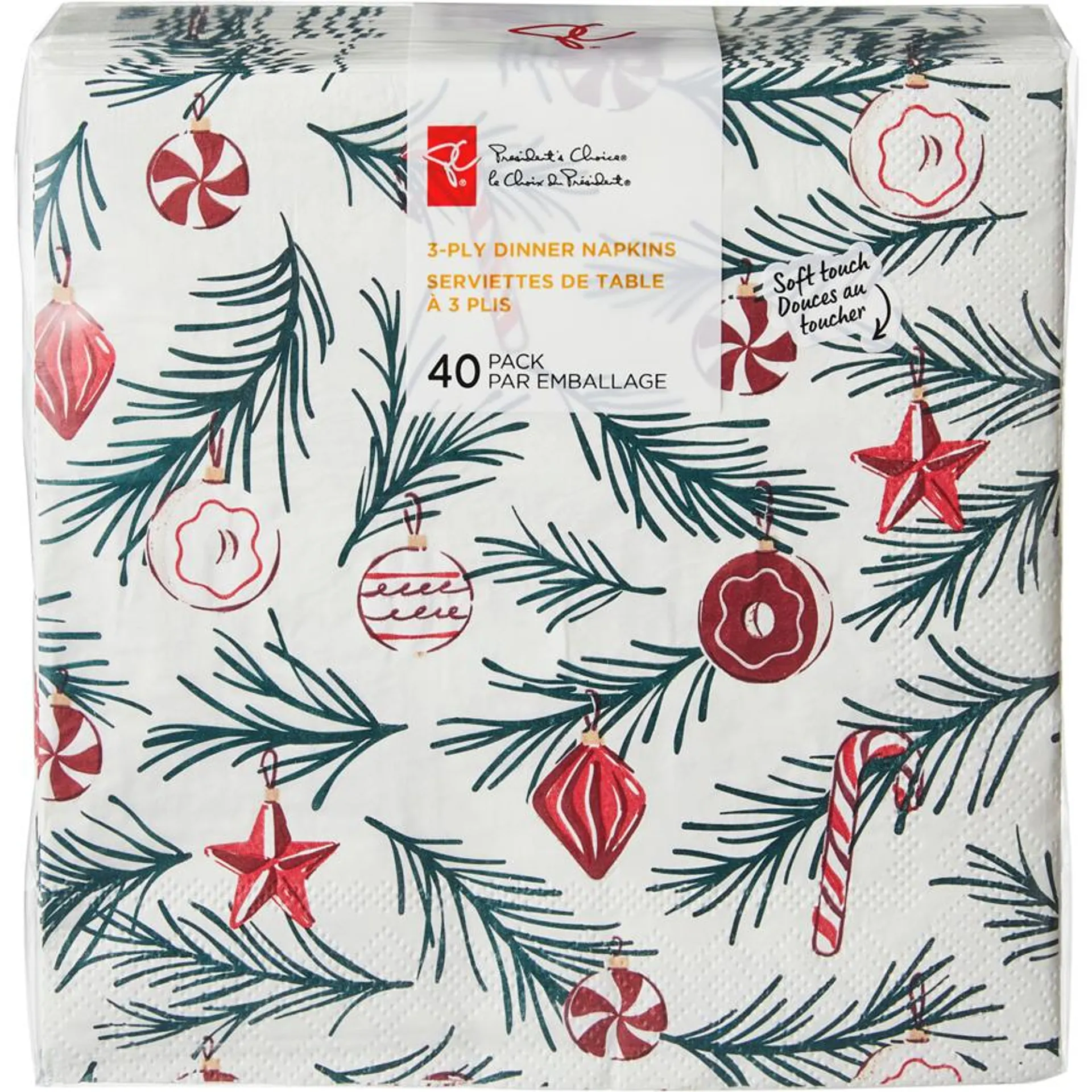 3 Ply Dinner Napkins 40 Pack - Ornaments