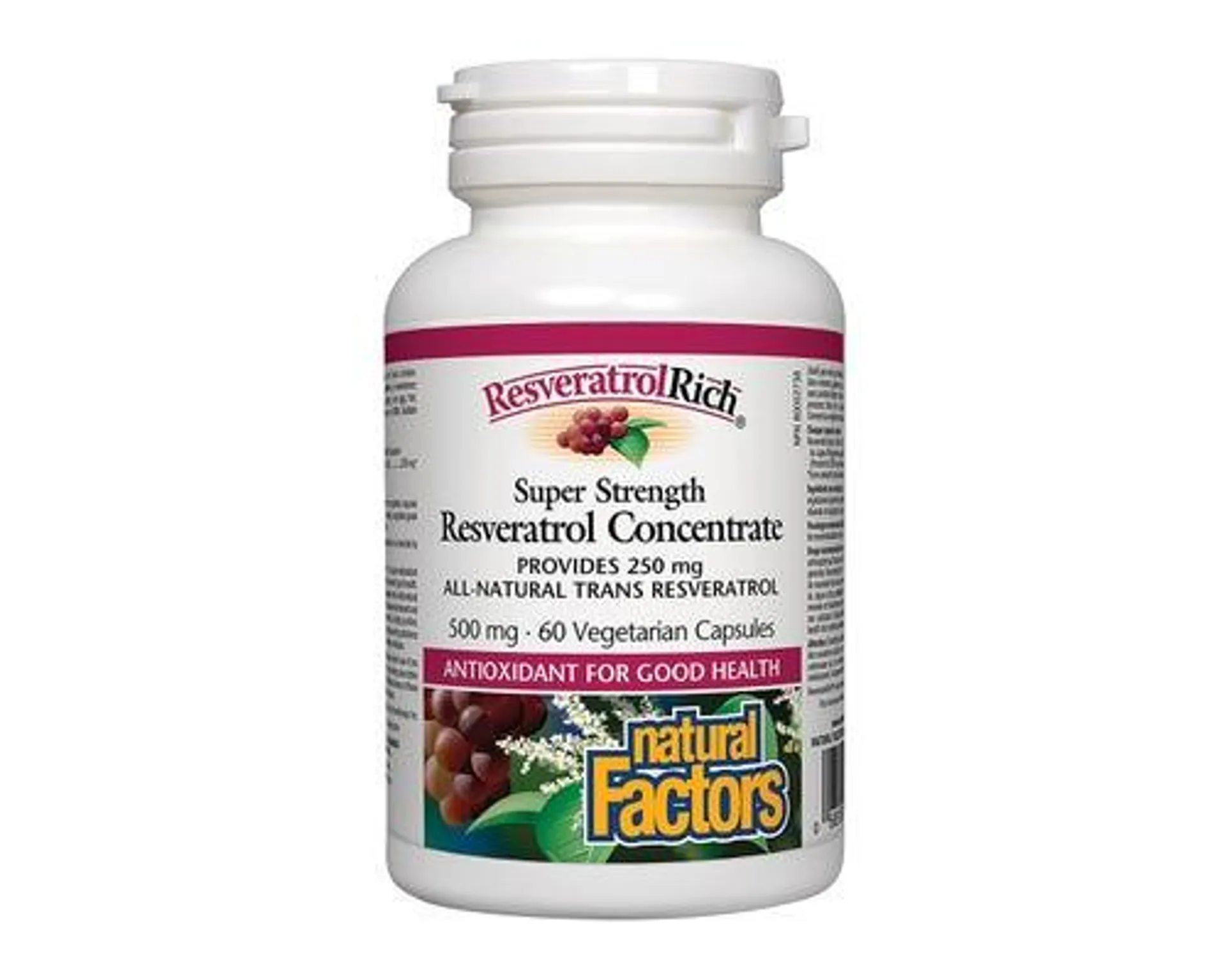 Natural Factors Resveratrol Rich Resveratrol Concentrate Super Strength 500mg 60 Veggie Caps