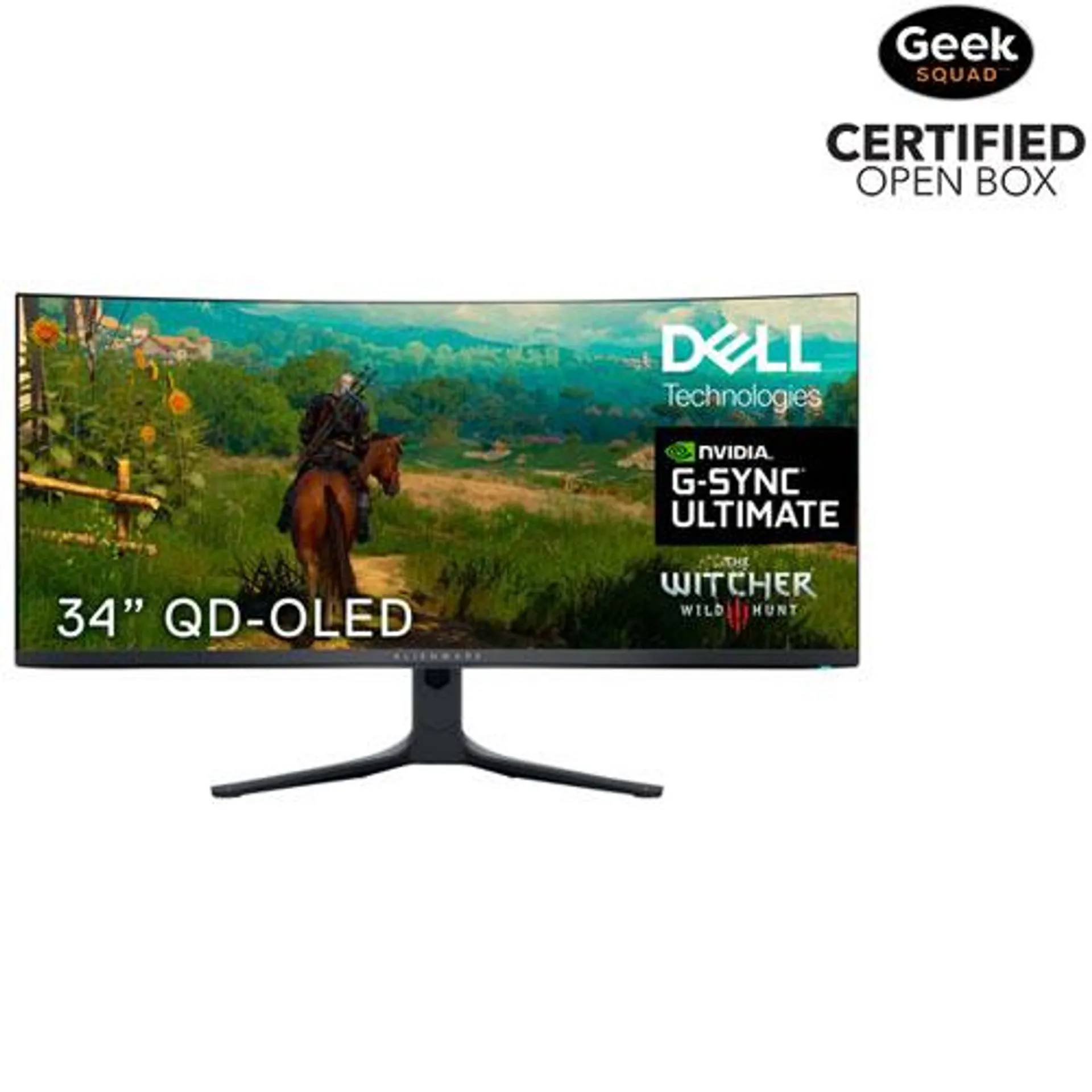 Open Box - Alienware 34" WQHD 165Hz 0.1ms GTG Curved QD-OLED LED G-Sync FreeSync Gaming Monitor (AW3423DWF)